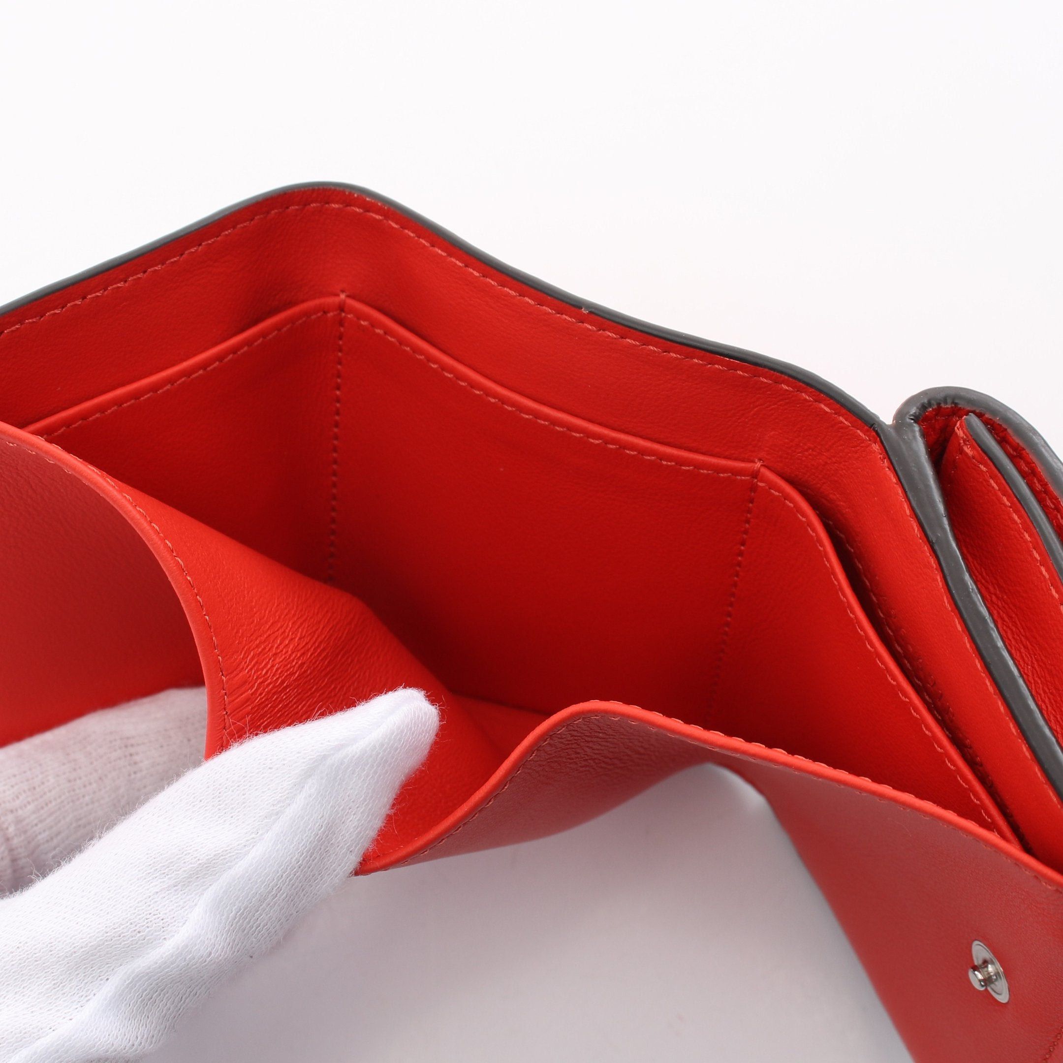 Fendi Fendi Peekaboo Trifold Wallet Compact Leather Red Size ONE SIZE - 5 Thumbnail