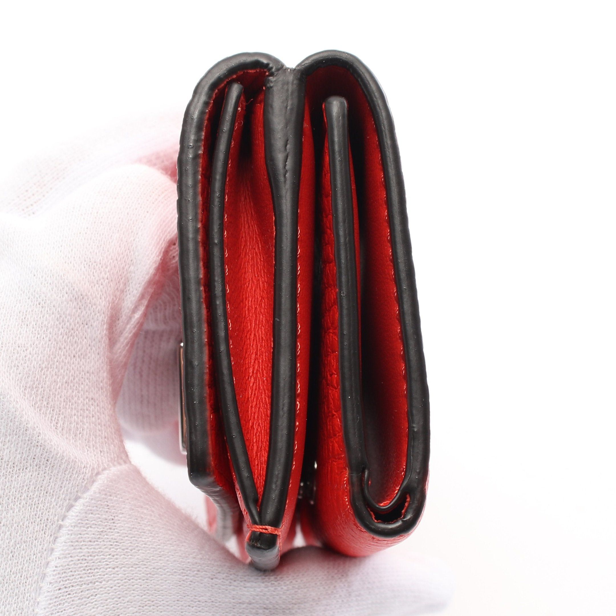 Fendi Fendi Peekaboo Trifold Wallet Compact Leather Red Size ONE SIZE - 7 Thumbnail