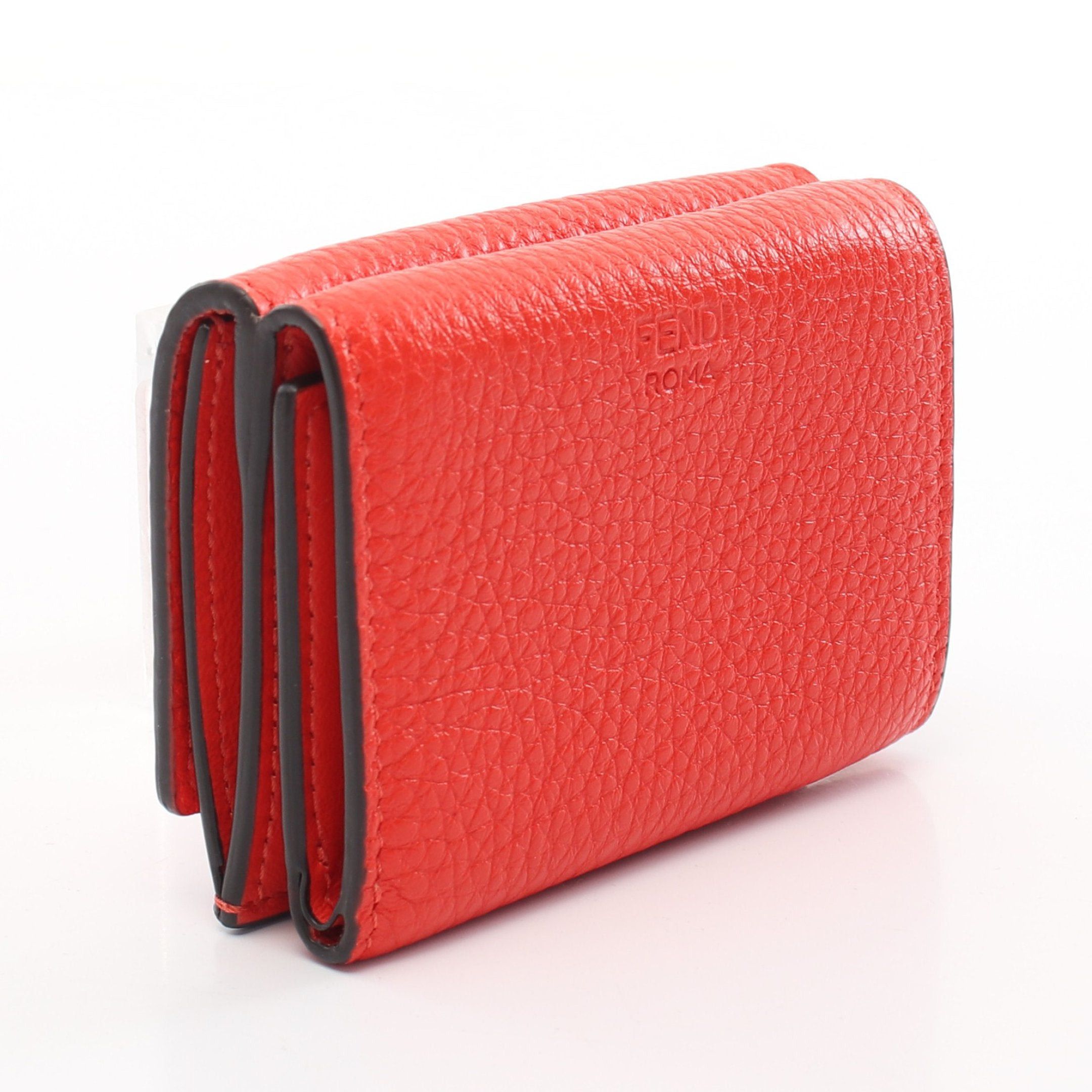 Fendi Fendi Peekaboo Trifold Wallet Compact Leather Red Size ONE SIZE - 2 Thumbnail