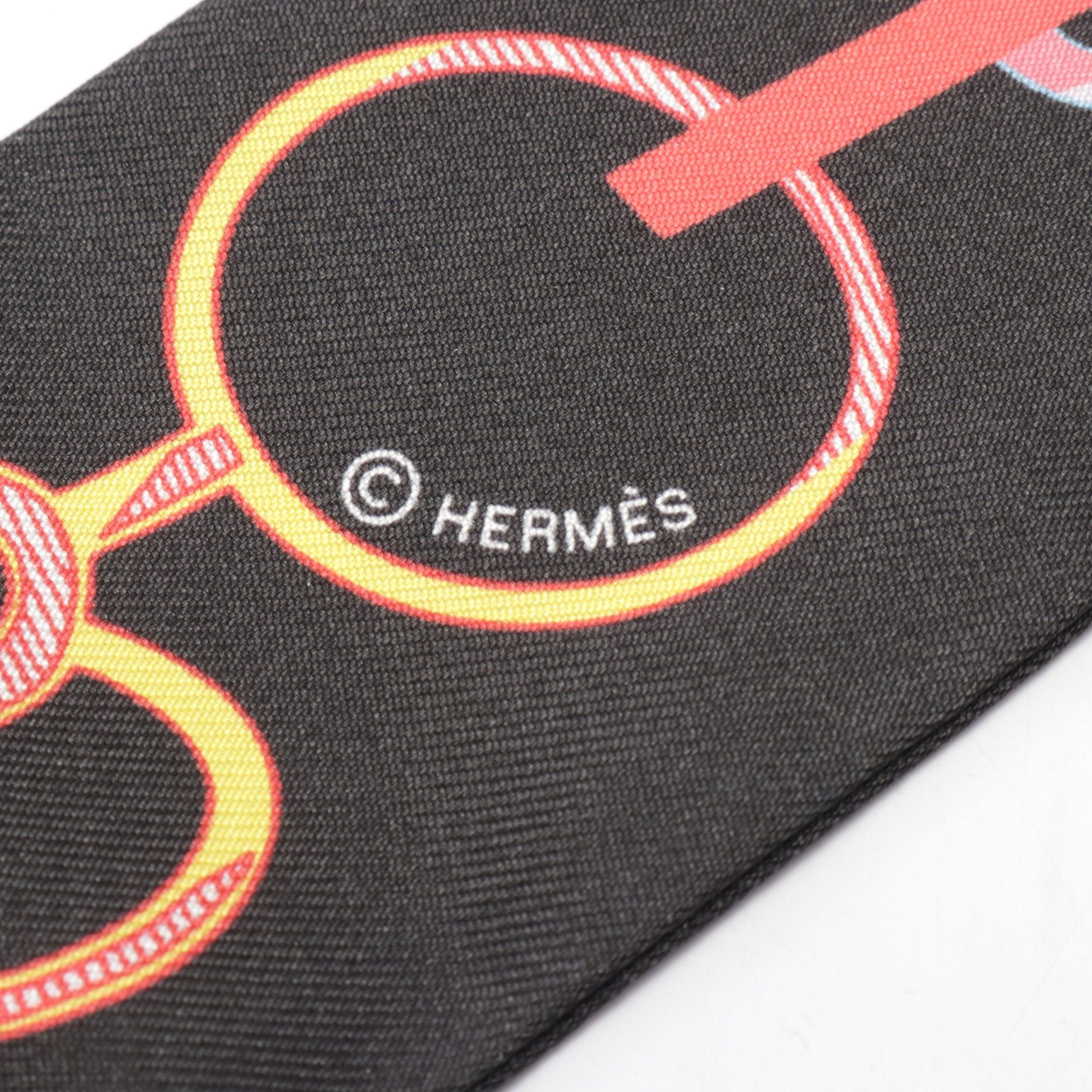Hermes Hermes Twilly Do Re Boucles Ribbon Scarf Silk Black Size ONE SIZE - 2 Thumbnail