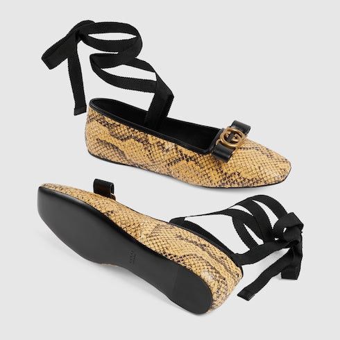 Gucci Gucci Interlocking G Python Ballet Flats SIZE 40.5 Size ONE SIZE - 4 Thumbnail