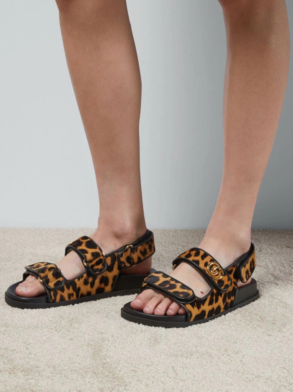 Gucci Gucci Double G Leopard Print Sandals SIZE 36.5 Size ONE SIZE - 3 Thumbnail