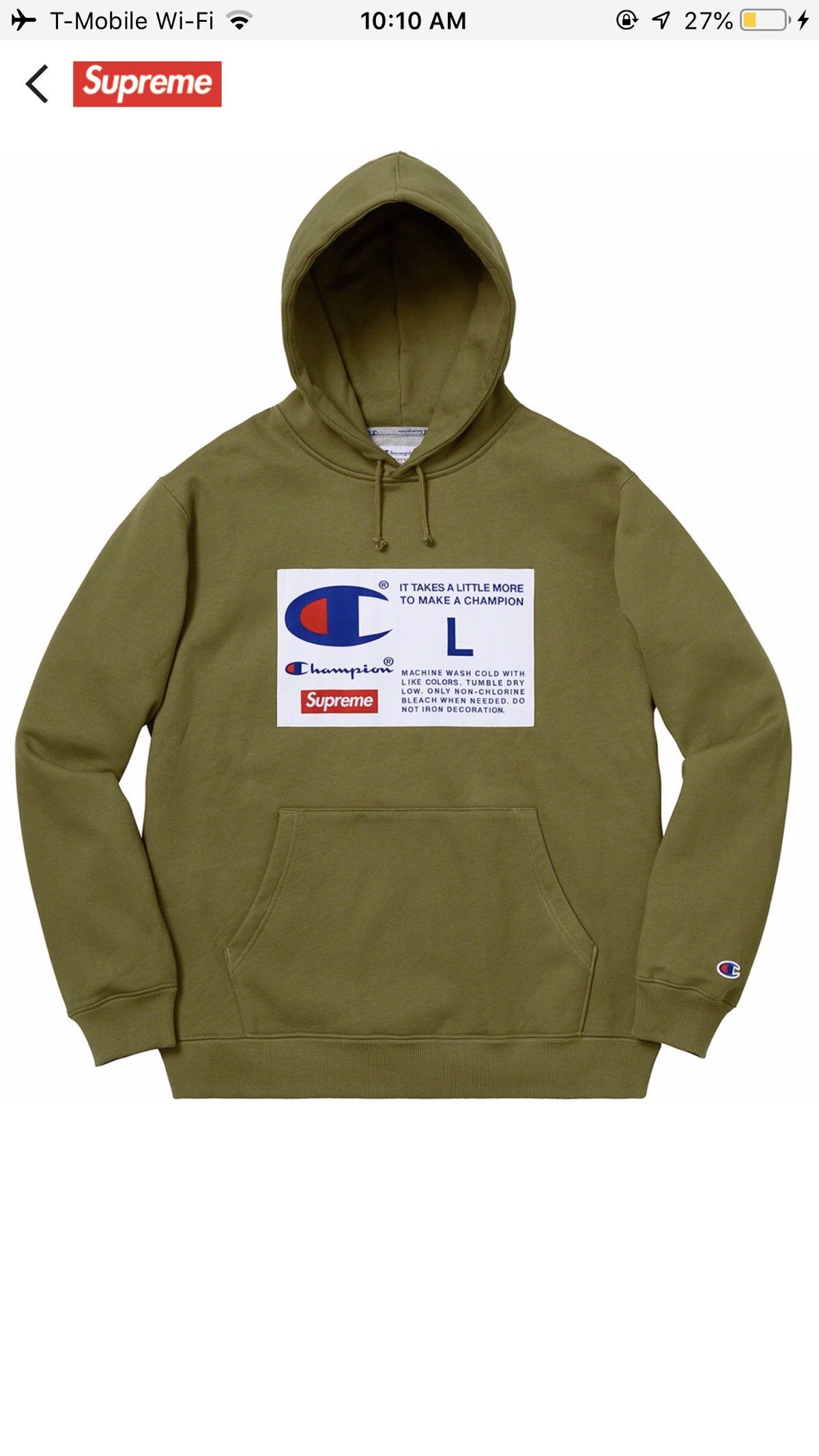 Supreme Champion Label Hoodie newest FW18 Navy