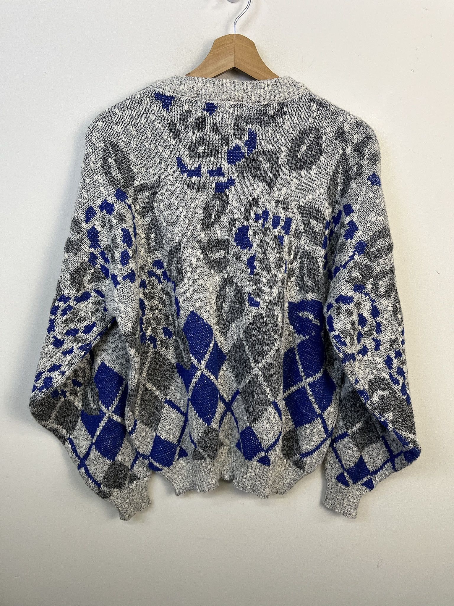 Other Vintage Knit Sweater 1990s Argyle Leopard Pattern Knit Sweater Size L Size US L / EU 52-54 / 3 - 3 Thumbnail