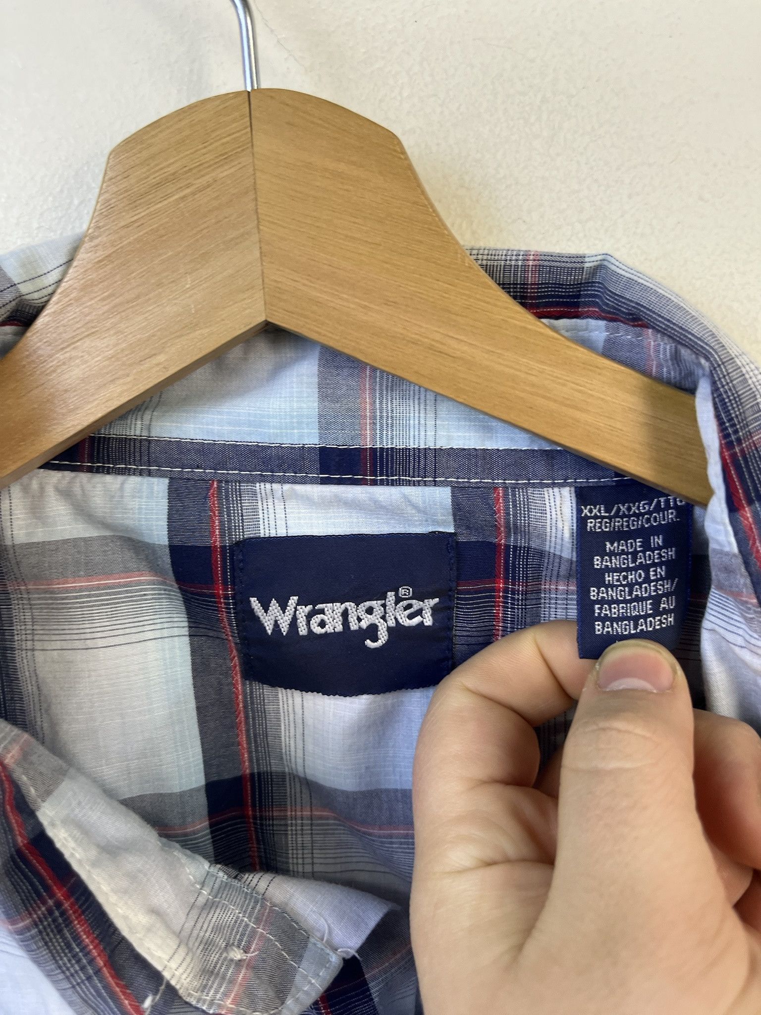 Flannel Vintage Western Shirt Wrangler Blue Check Lightweight Pearl Snap Rodeo Shirt Size XXL Size US XXL / EU 58 / 5 - 2 Thumbnail