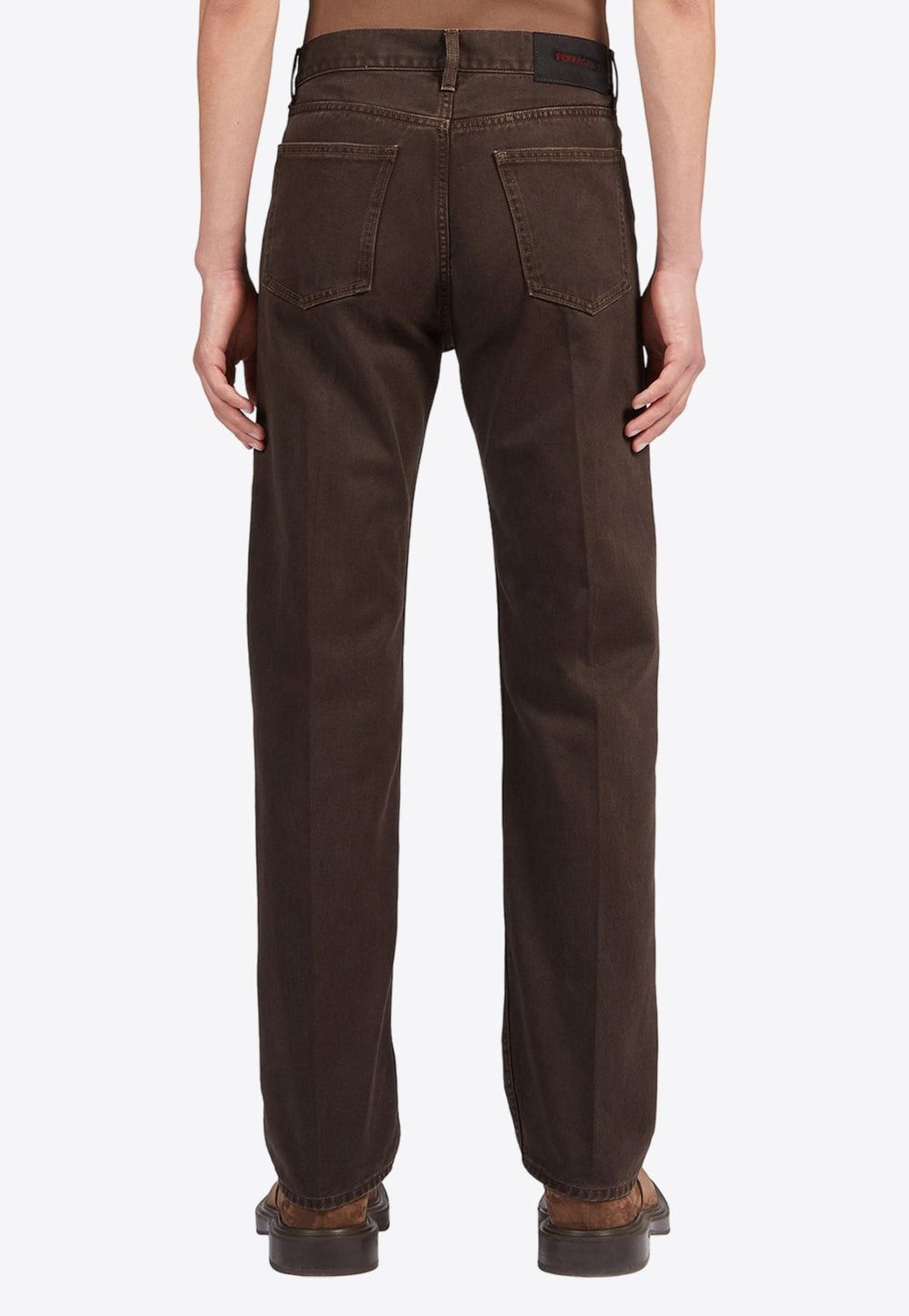 Salvatore Ferragamo $1.1K VALUE Washed Denim Jeans in Brown Size US 34 / EU 50 - 2 Thumbnail