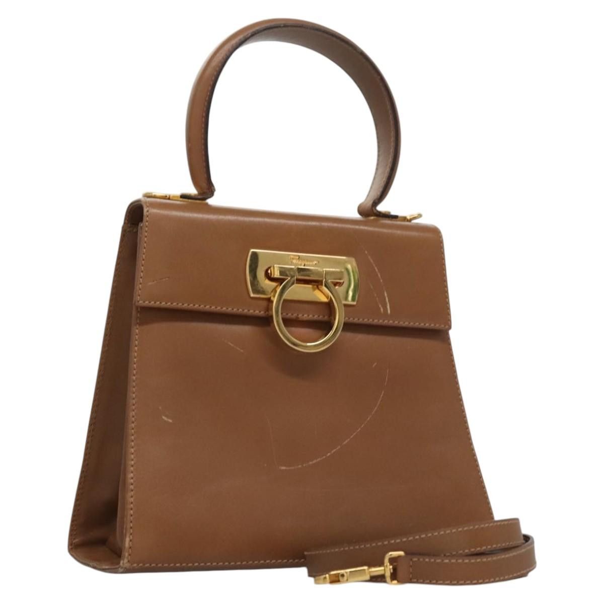 Salvatore Ferragamo Gancini Brown Leather Handbag (Pre-Owned) Size ONE SIZE - 18 Thumbnail