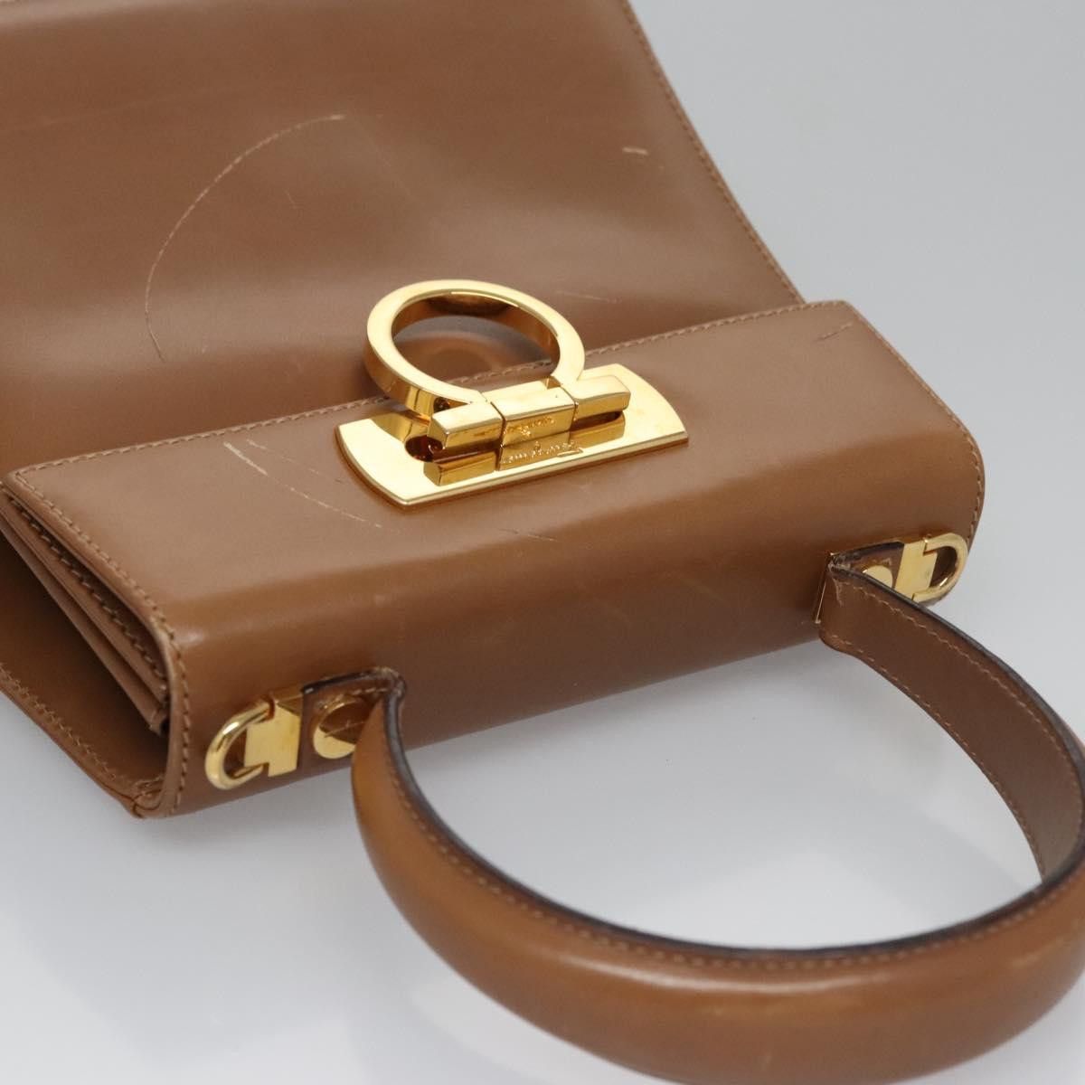 Salvatore Ferragamo Gancini Brown Leather Handbag (Pre-Owned) Size ONE SIZE - 5 Thumbnail