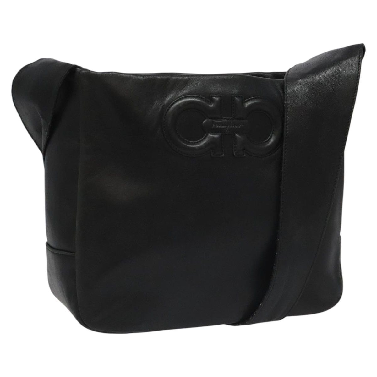 Salvatore Ferragamo Gancini Black Leather Shoulder Bag (Pre-Owned) Size ONE SIZE - 14 Thumbnail