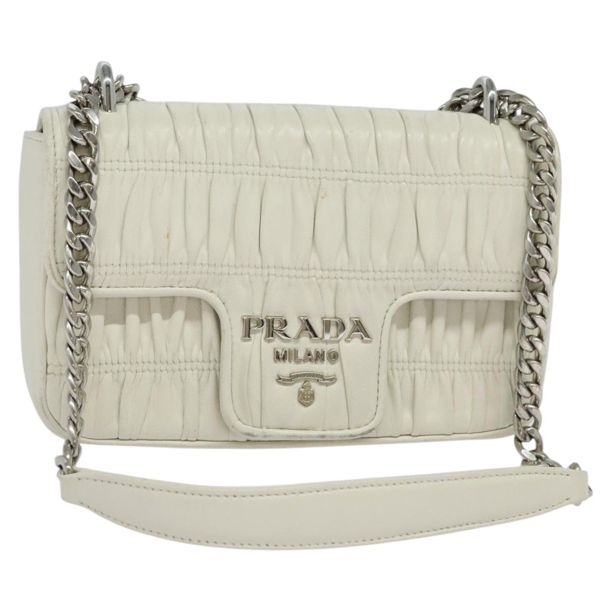 Prada Nappa Gauffré White Leather Shoulder Bag (Pre-Owned) Size ONE SIZE - 18 Thumbnail