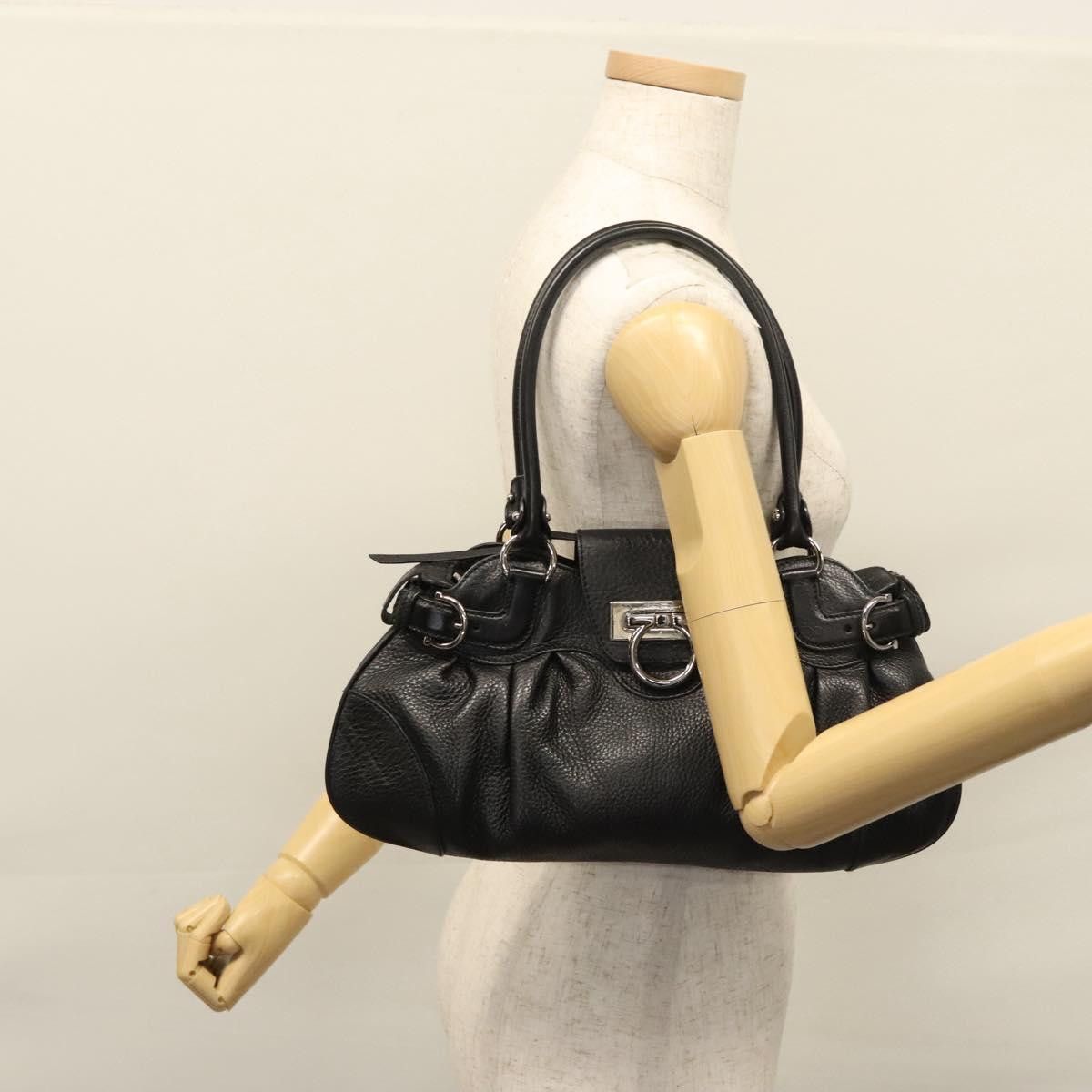 Salvatore Ferragamo Gancini Black Leather Shoulder Bag (Pre-Owned) Size ONE SIZE - 16 Thumbnail
