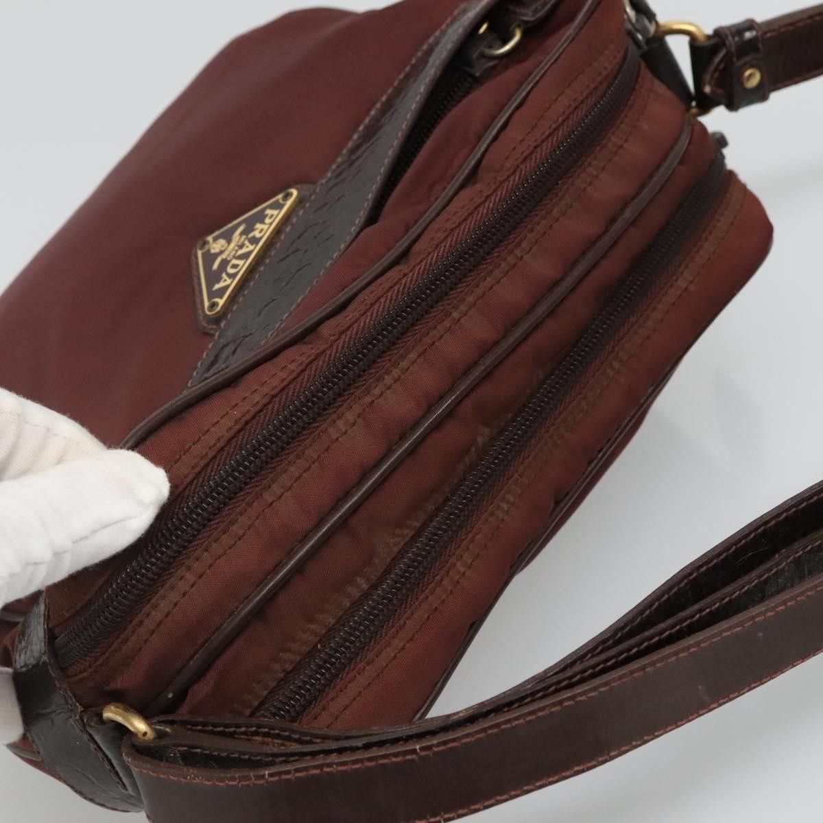 Prada Re-Nylon Burgundy Synthetic Shoulder Bag (Pre-Owned) Size ONE SIZE - 13 Thumbnail