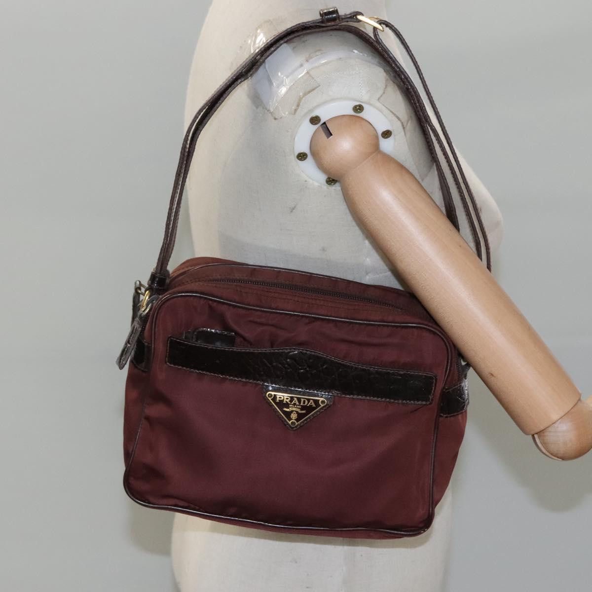 Prada Re-Nylon Burgundy Synthetic Shoulder Bag (Pre-Owned) Size ONE SIZE - 18 Thumbnail