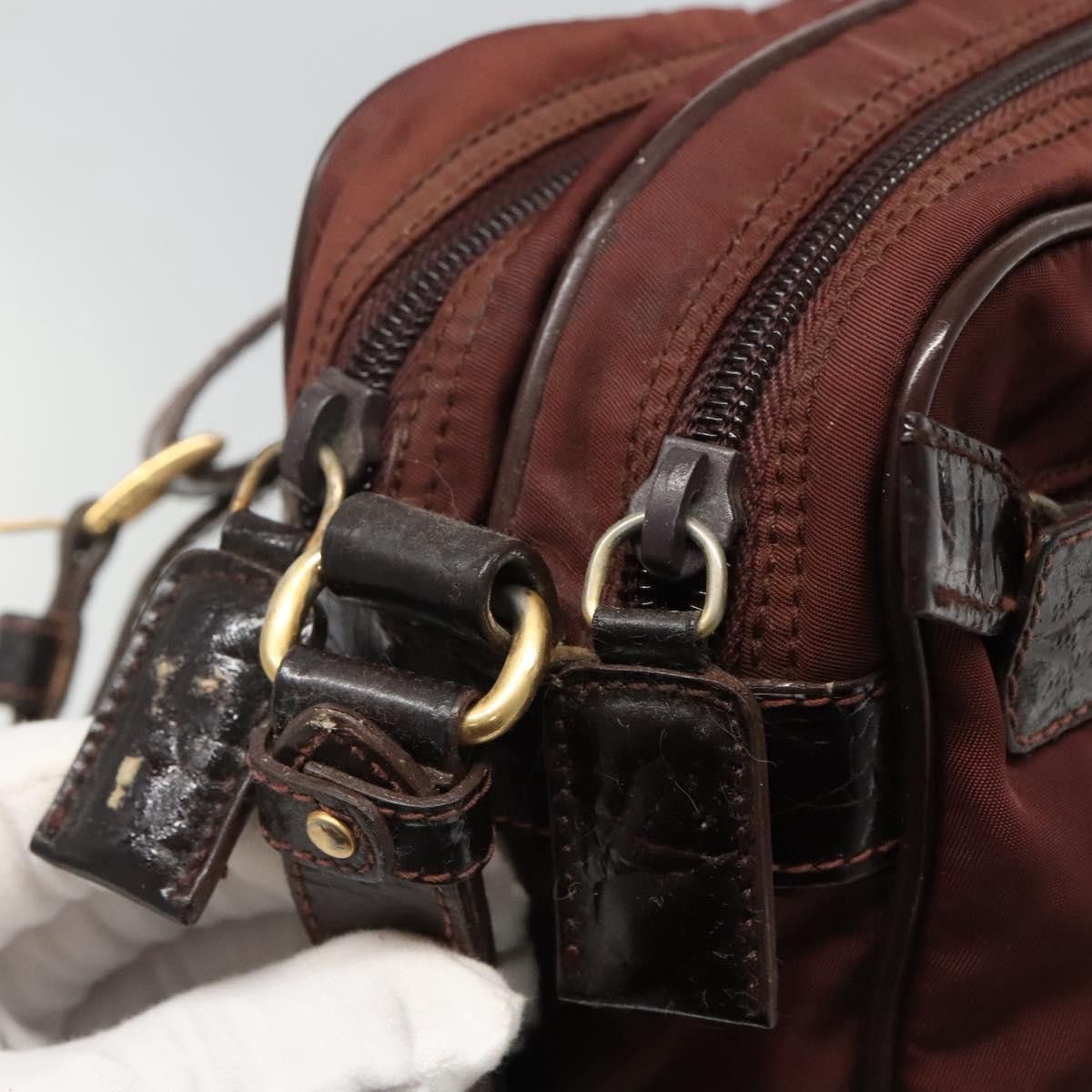 Prada Re-Nylon Burgundy Synthetic Shoulder Bag (Pre-Owned) Size ONE SIZE - 14 Thumbnail