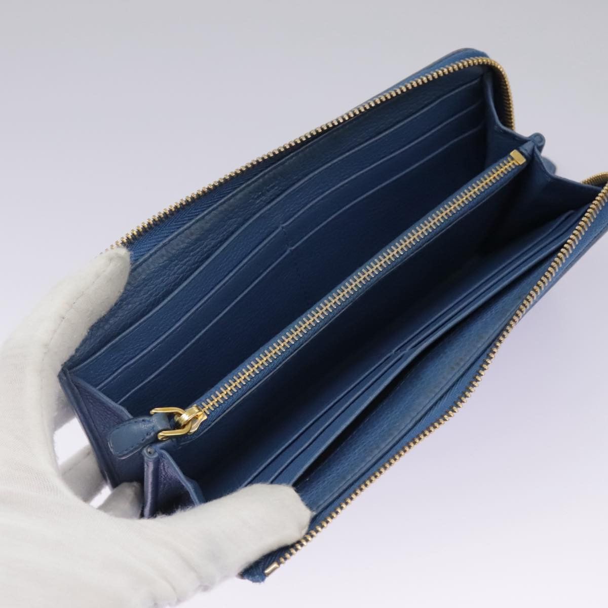 Prada Saffiano Blue Leather Wallet (Pre-Owned) Size ONE SIZE - 12 Thumbnail