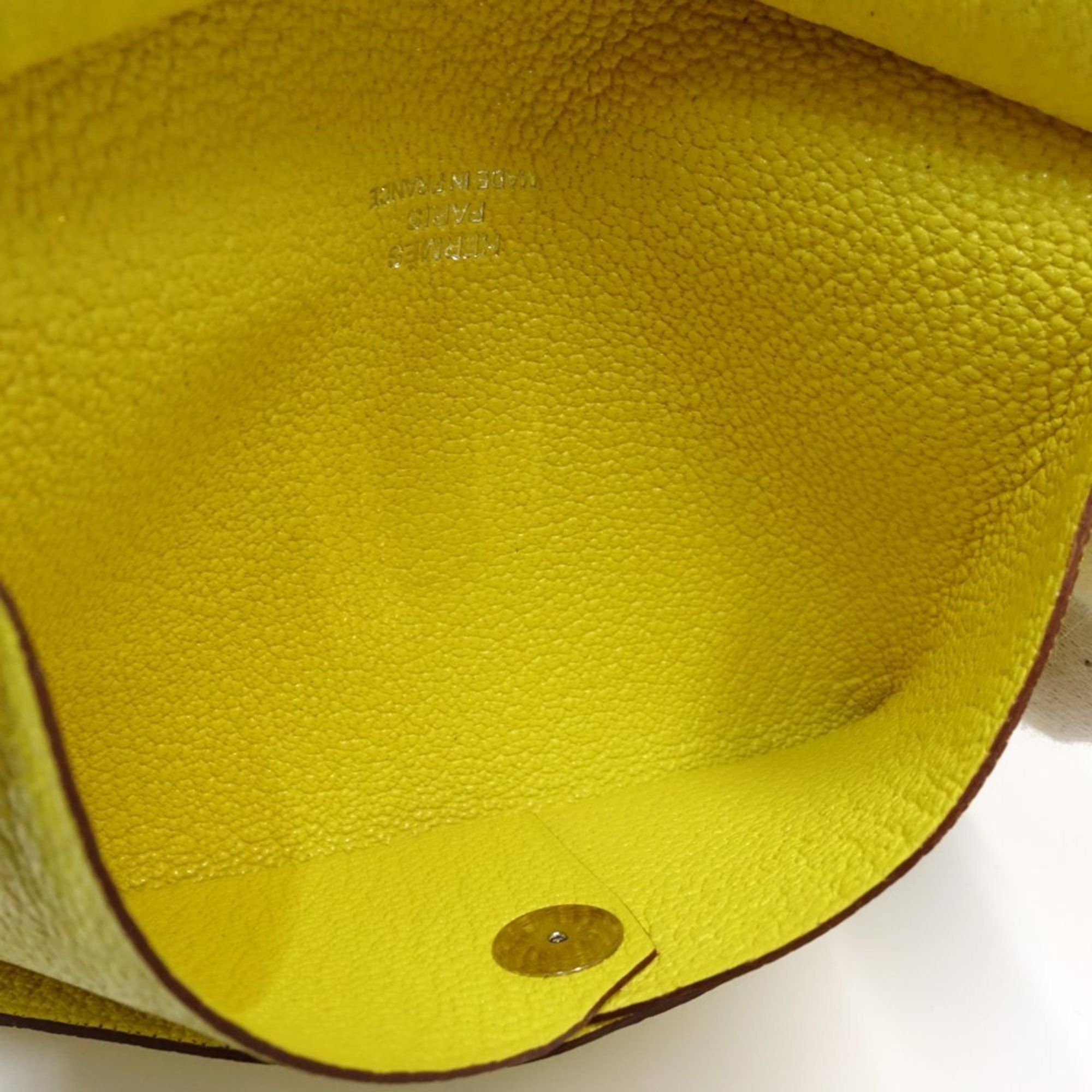 Hermes Hermes Wallet/Coin Case 082977CK Calvi Duo Z Stamp Leather Jaune Naples 181193 Size ONE SIZE - 8 Thumbnail