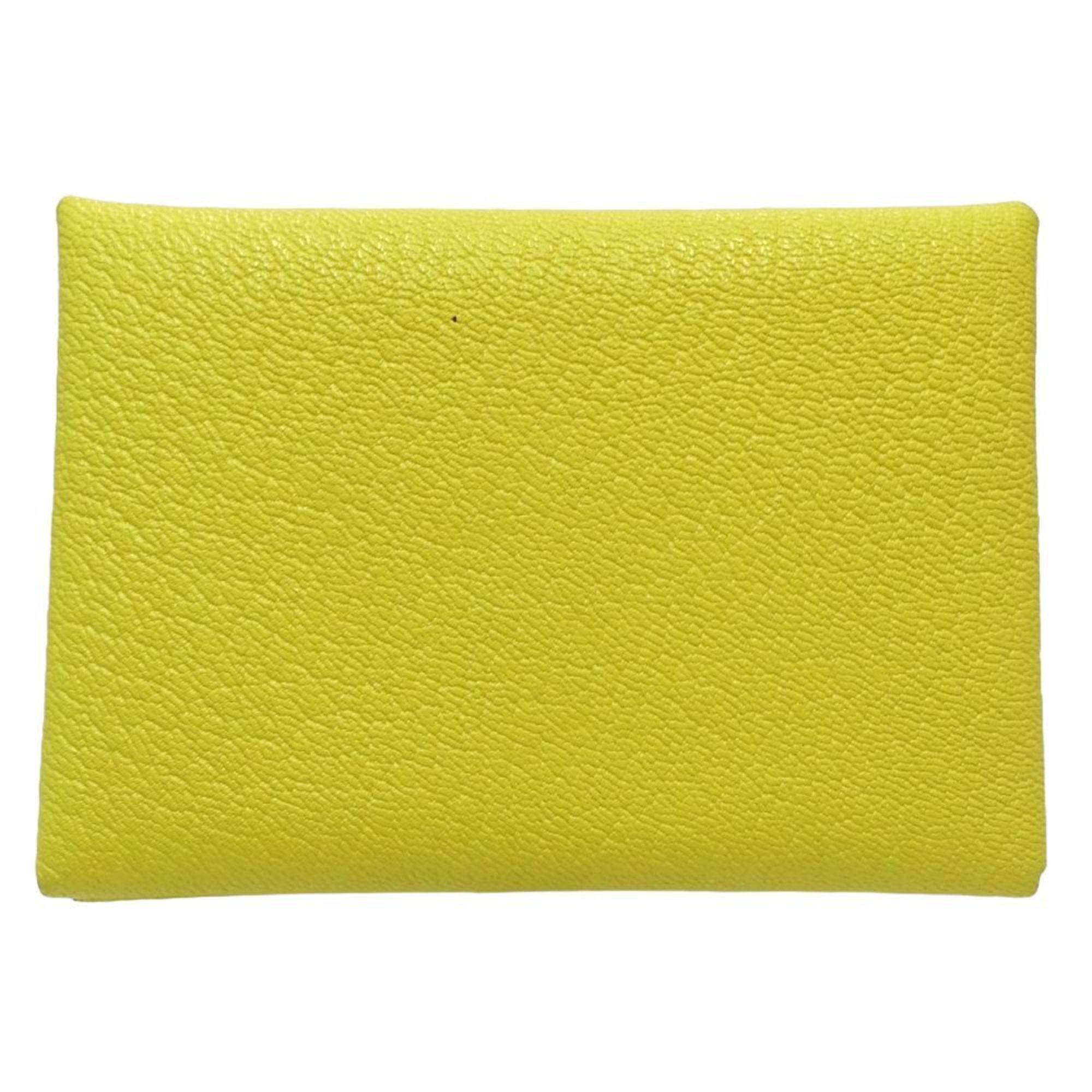 Hermes Hermes Wallet/Coin Case 082977CK Calvi Duo Z Stamp Leather Jaune Naples 181193 Size ONE SIZE - 10 Thumbnail