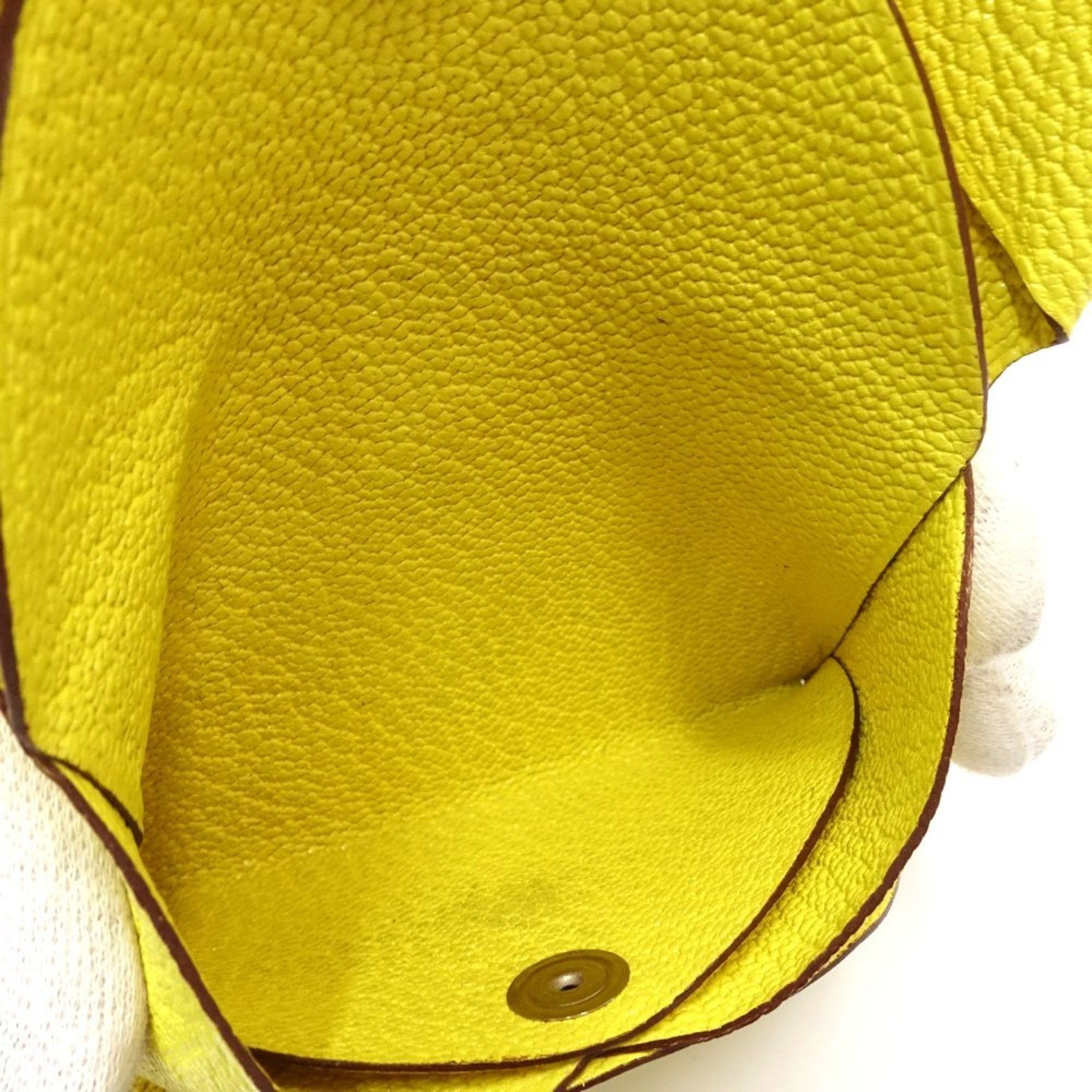 Hermes Hermes Wallet/Coin Case 082977CK Calvi Duo Z Stamp Leather Jaune Naples 181193 Size ONE SIZE - 6 Thumbnail