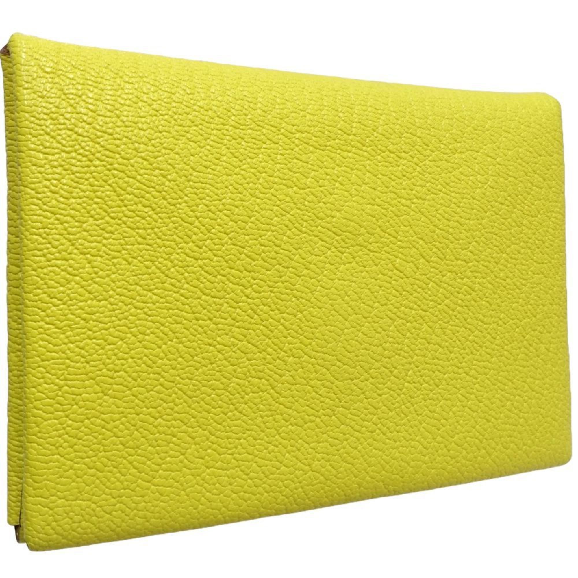 Hermes Hermes Wallet/Coin Case 082977CK Calvi Duo Z Stamp Leather Jaune Naples 181193 Size ONE SIZE - 3 Thumbnail