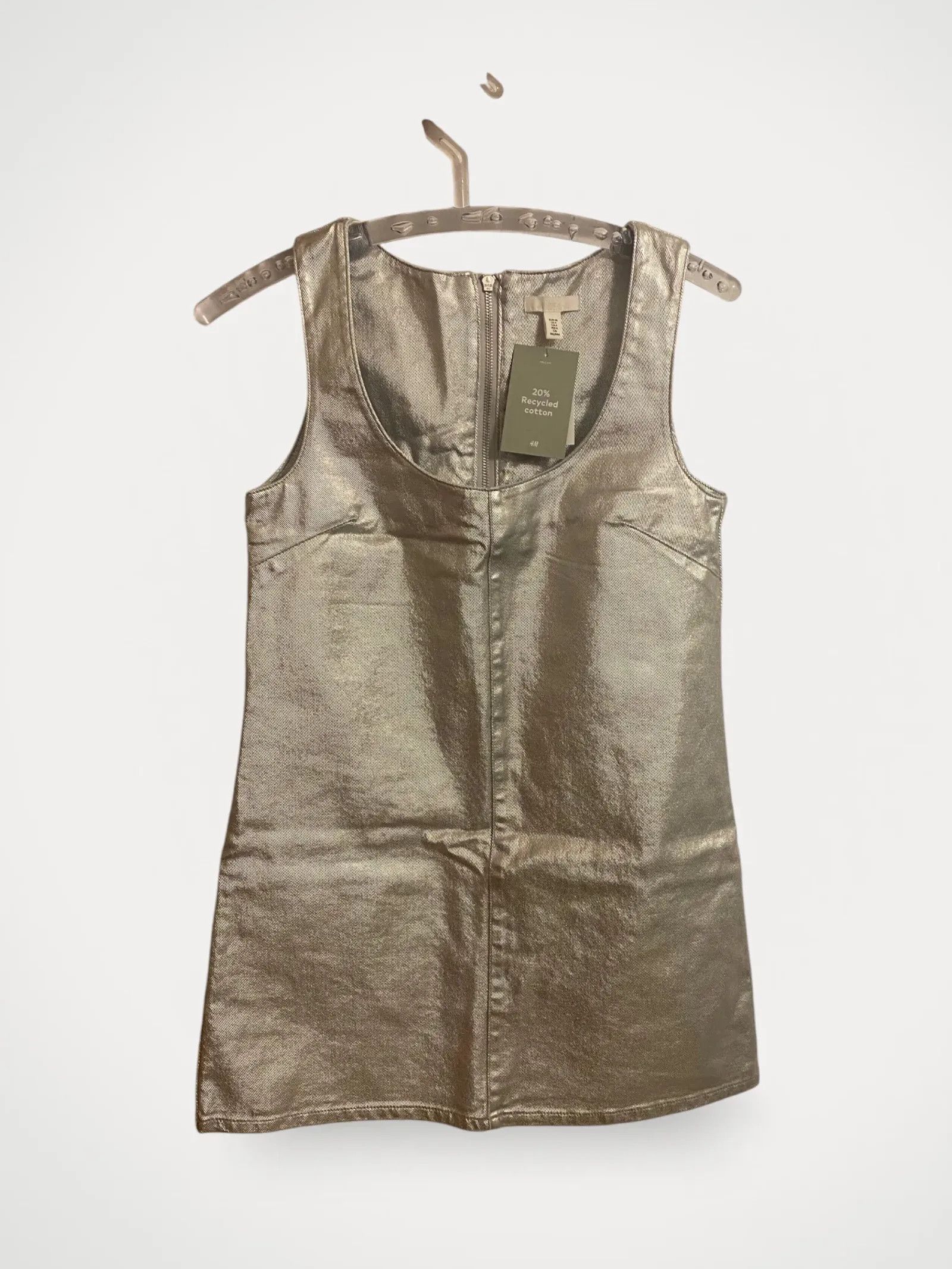 H&M H&M Metallicskimrande denimklänning Dress Size XS / US 0-2 / IT 36-38 - 2 Thumbnail