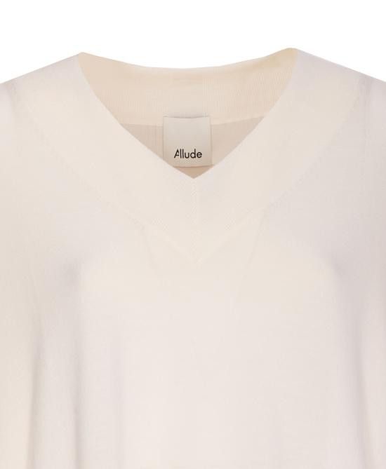 Allude ALLUDE Women Sweater 64016 440 White Size M / US 6-8 / IT 42-44 - 4 Thumbnail