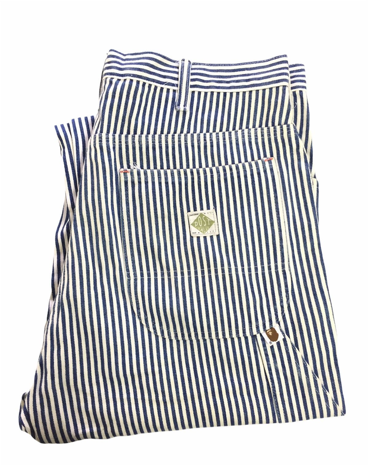 image of Extremely!! Fw 96 Bape x Post Overalls Hickory in Hickory Stripe, Men's (Size 36)