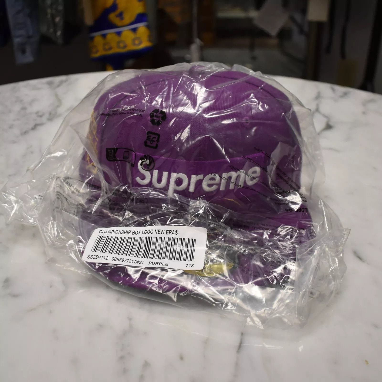 Supreme New Era Championship Box Logo Hat Purple 7 1/8