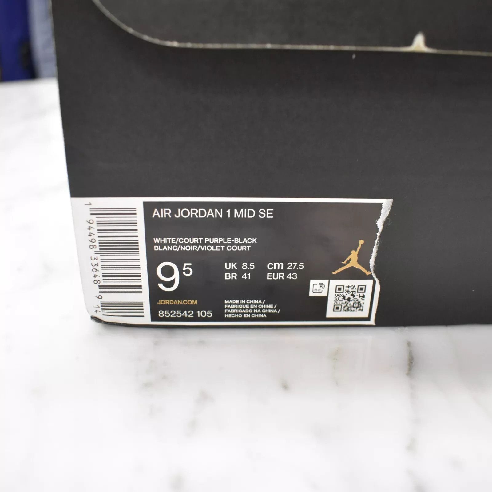 Jordan Brand × Nike Air Jordan 1 Mid SE Court Purple White Black Fuzzy Suede Size US 9.5 / EU 42-43 - 10 Thumbnail