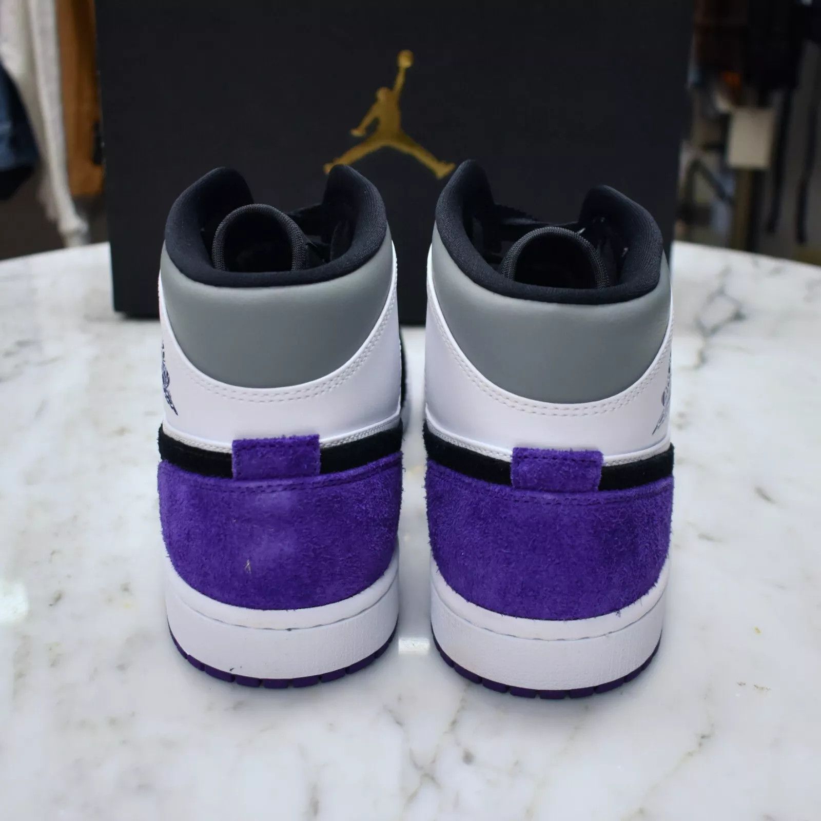 Jordan Brand × Nike Air Jordan 1 Mid SE Court Purple White Black Fuzzy Suede Size US 9.5 / EU 42-43 - 6 Thumbnail