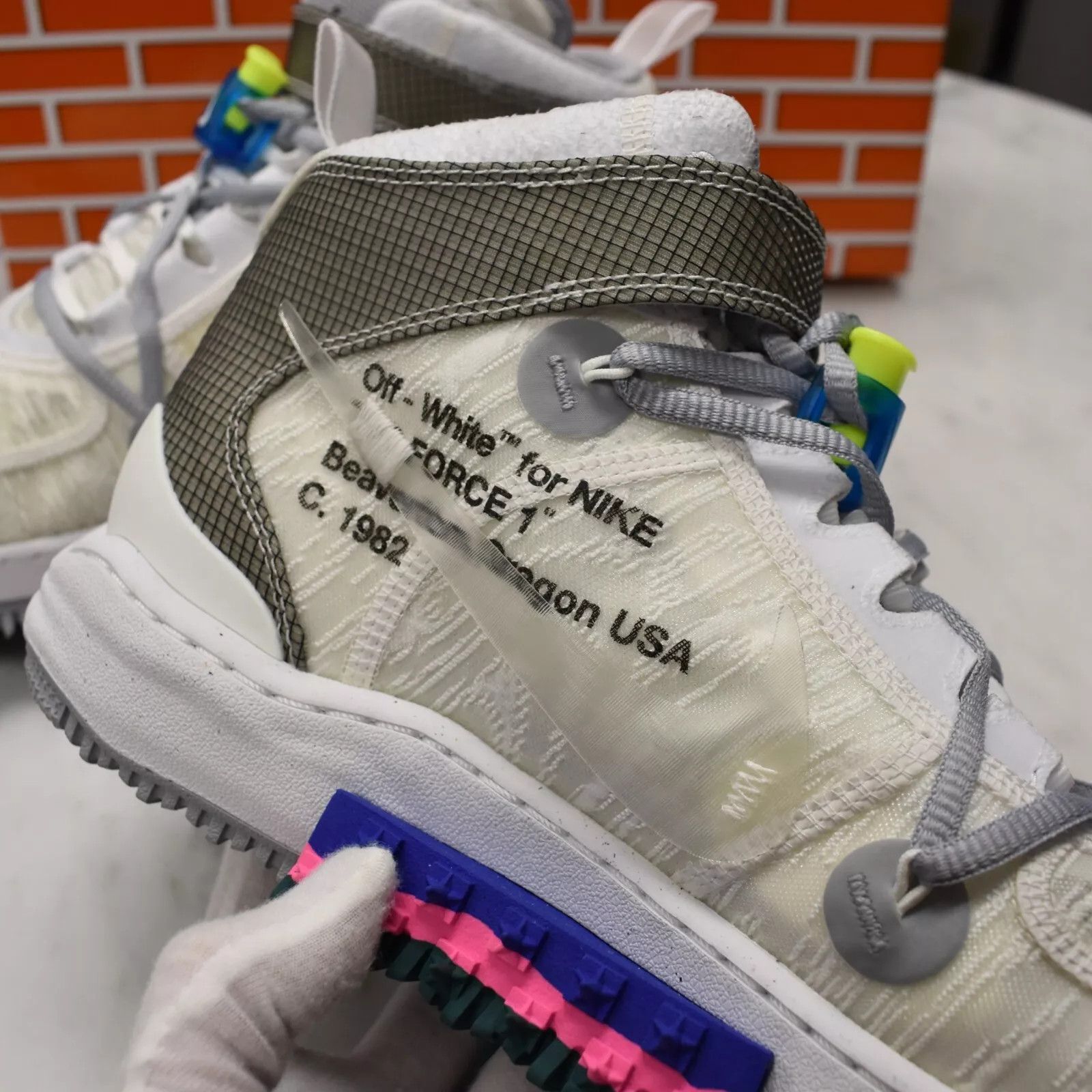 Nike × Off-White Nike Off White Virgil Abloh Air Force 1 Mid Sneakers White Clear Size US 10.5 / EU 43-44 - 8 Thumbnail