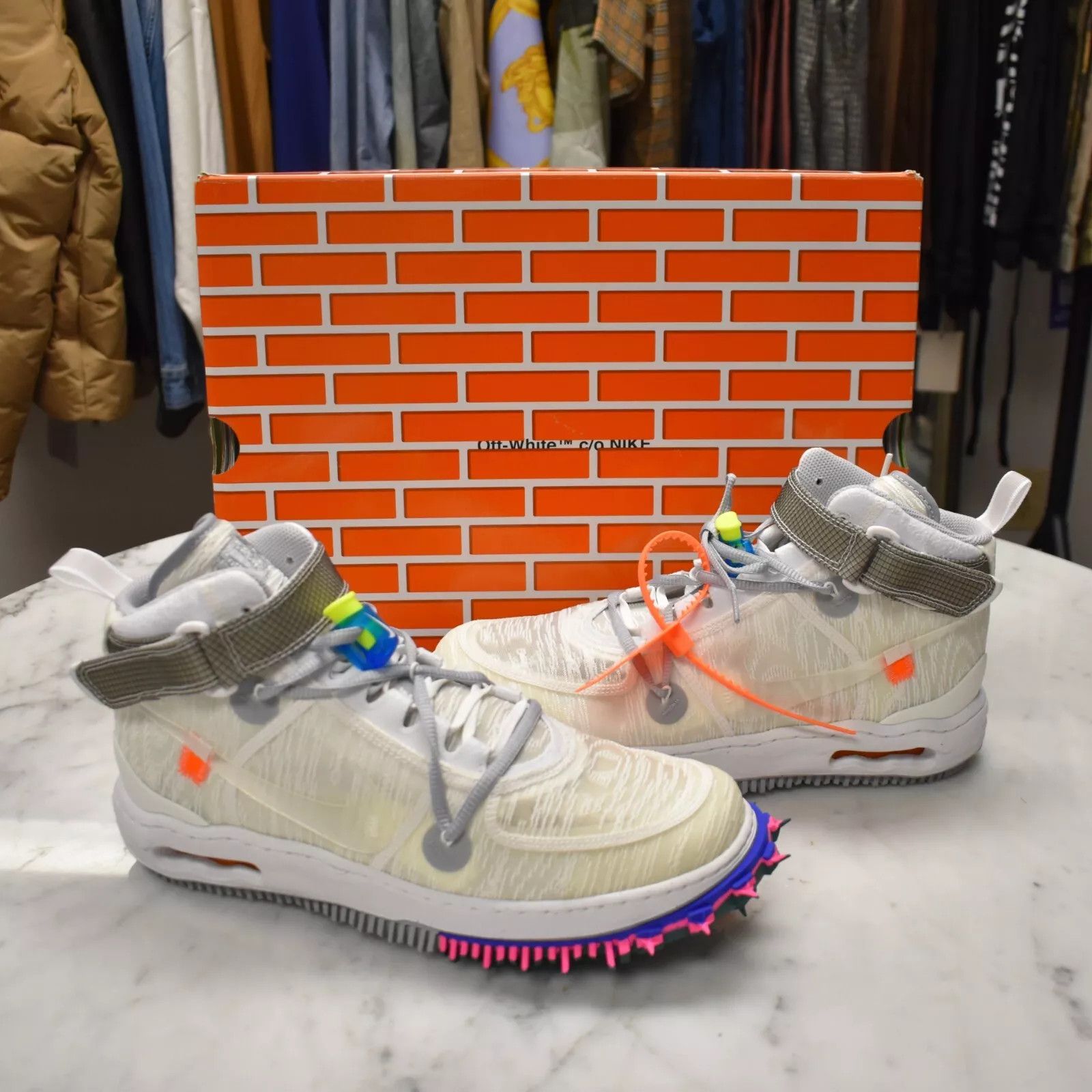 Nike × Off-White Nike Off White Virgil Abloh Air Force 1 Mid Sneakers White Clear Size US 10.5 / EU 43-44 - 2 Thumbnail