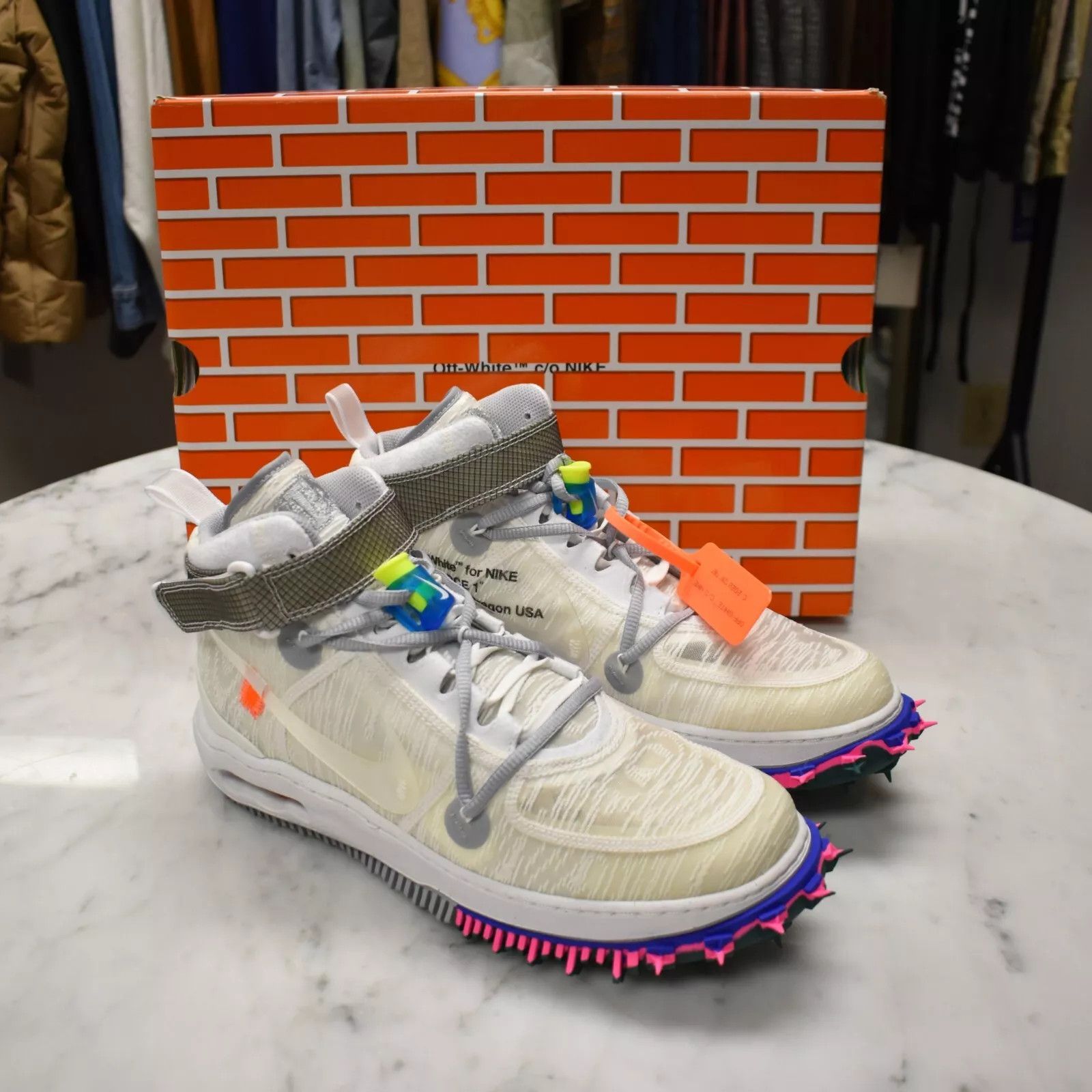 Nike × Off-White Nike Off White Virgil Abloh Air Force 1 Mid Sneakers White Clear Size US 10.5 / EU 43-44 - 3 Thumbnail