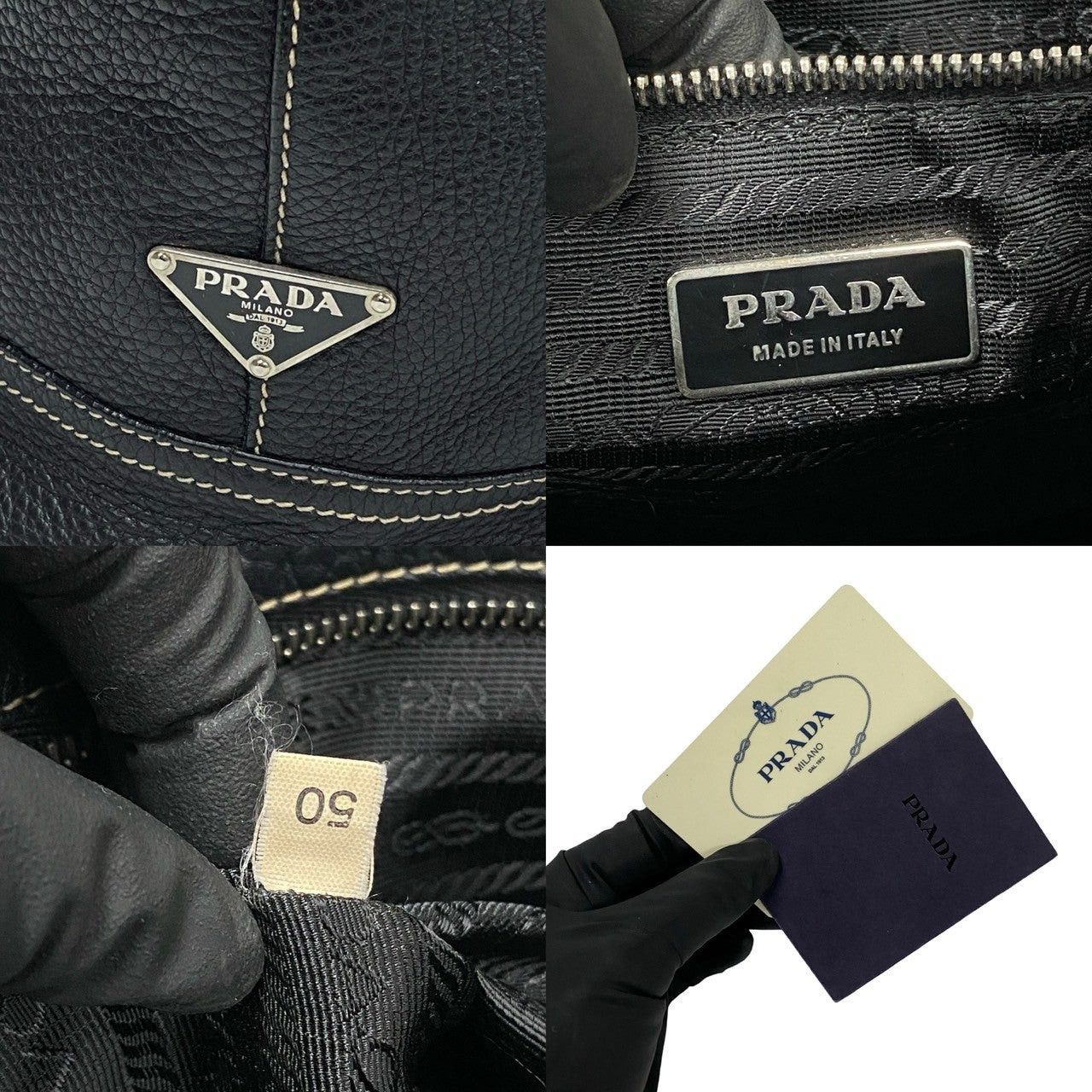 Prada Prada Tote Bag Black Leather Size ONE SIZE - 3 Thumbnail