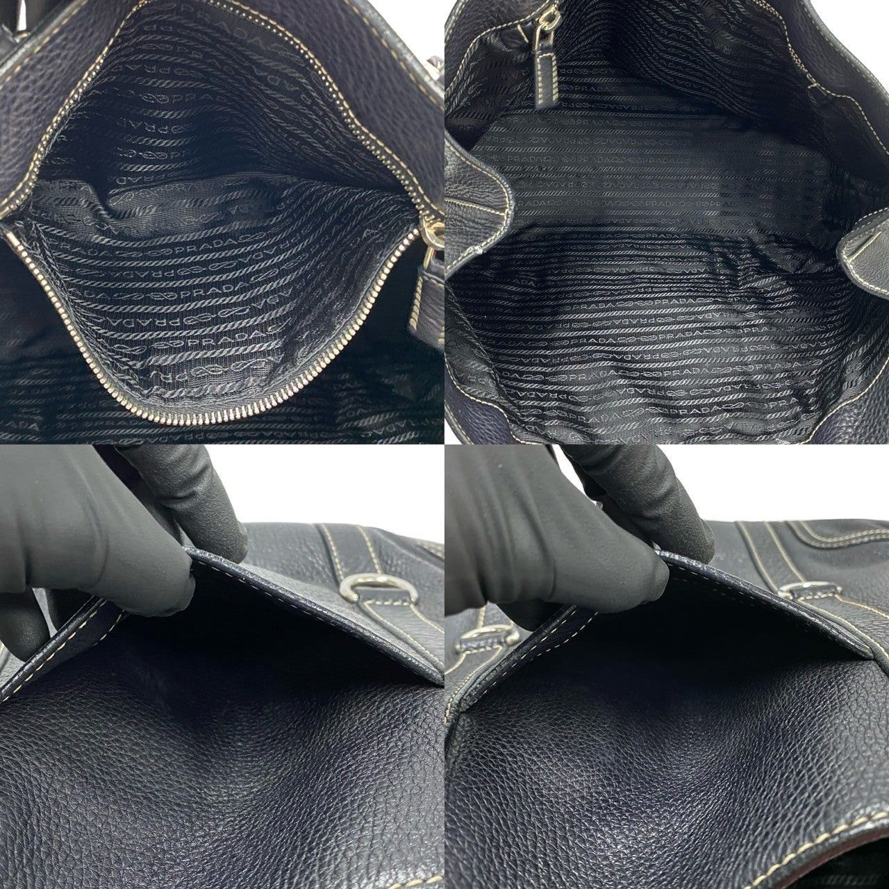 Prada Prada Tote Bag Black Leather Size ONE SIZE - 8 Thumbnail