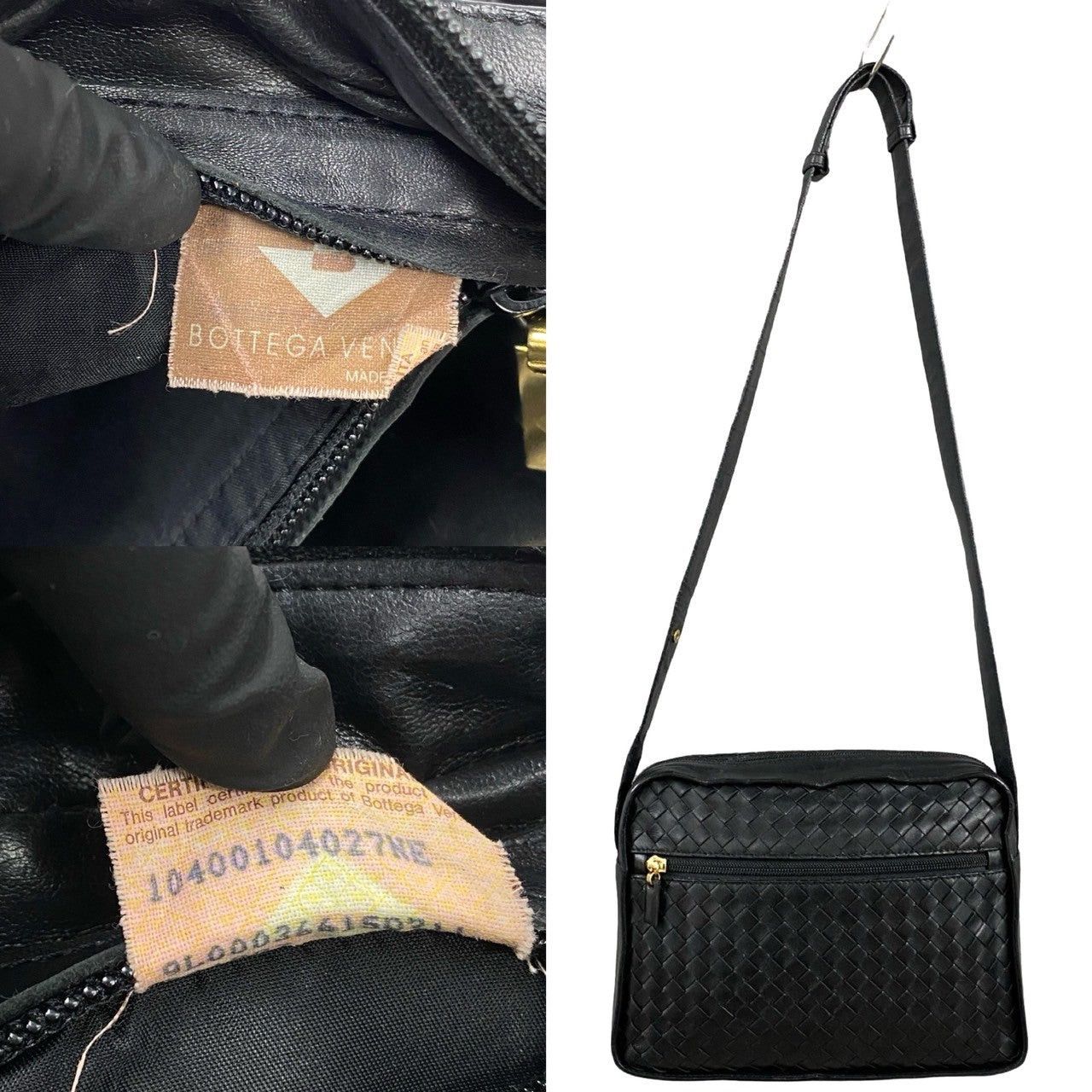 Bottega Veneta Shoulder Bag Black Leather