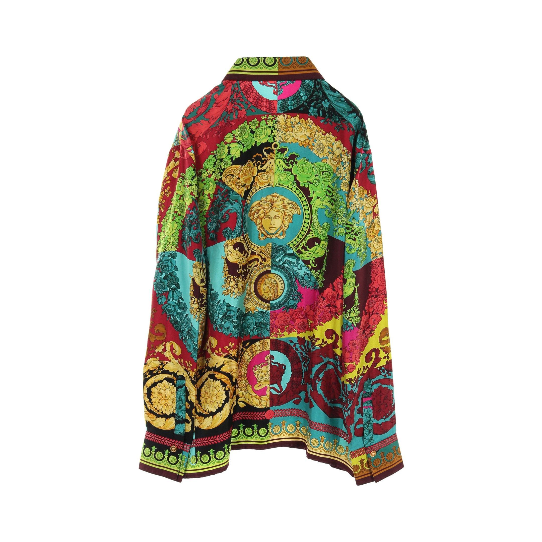 Versace Versace Medusa Blouse Shirt Floral Pattern Silk Multicolor Size ONE SIZE - 2 Thumbnail