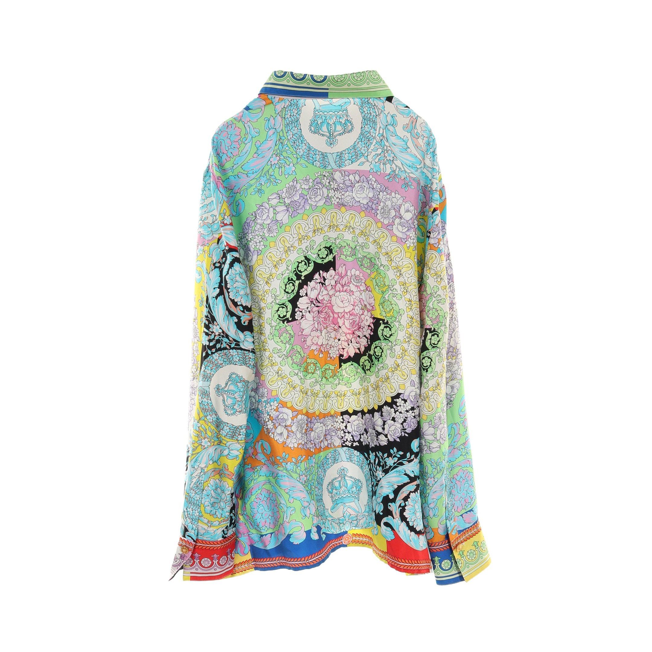 Versace Versace Medusa Button Blouse Shirt Floral Pattern Silk Multicolor Size ONE SIZE - 2 Thumbnail
