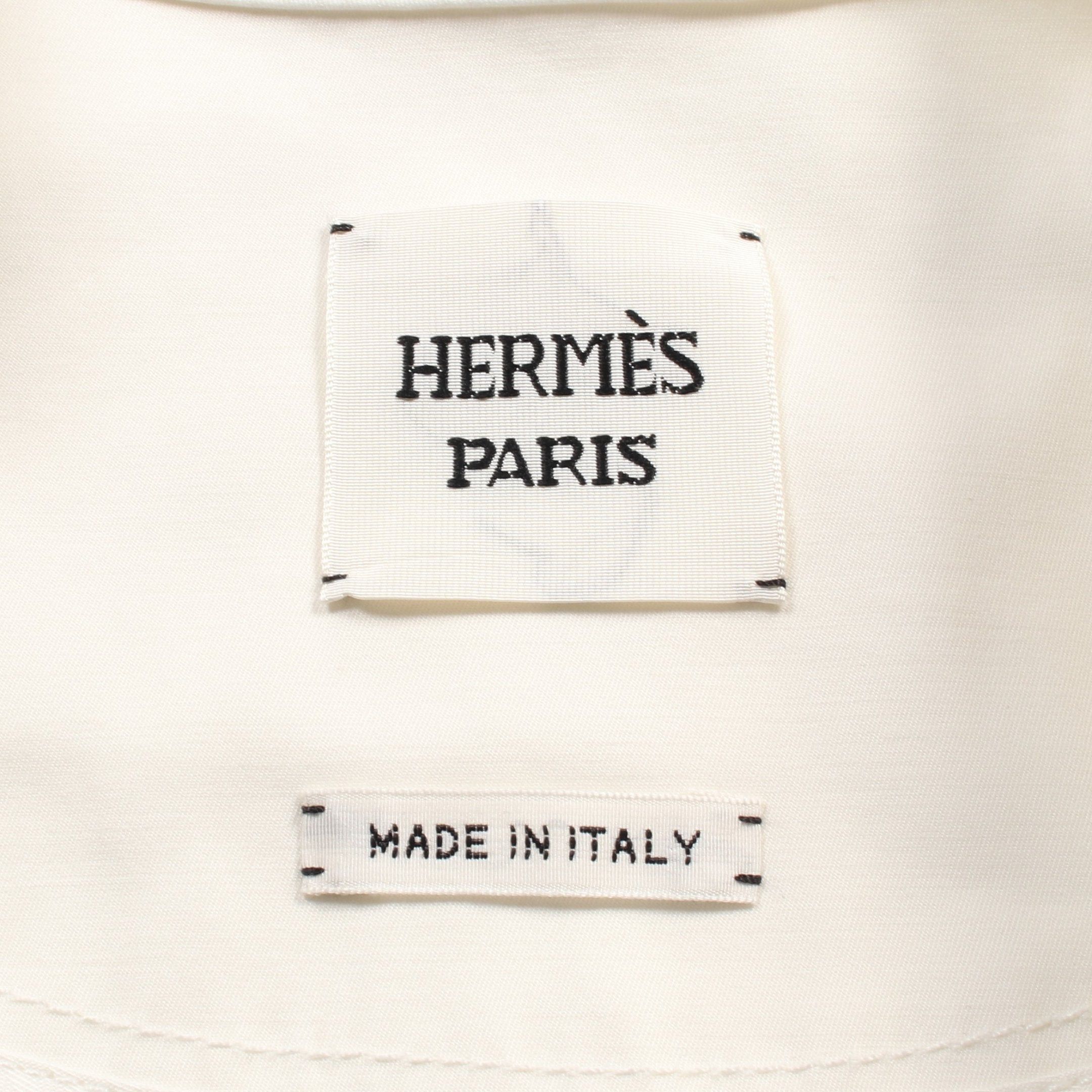 Hermes Hermes Serie Button No-Collar Jacket Cotton Ivory Quilting Size ONE SIZE - 3 Thumbnail