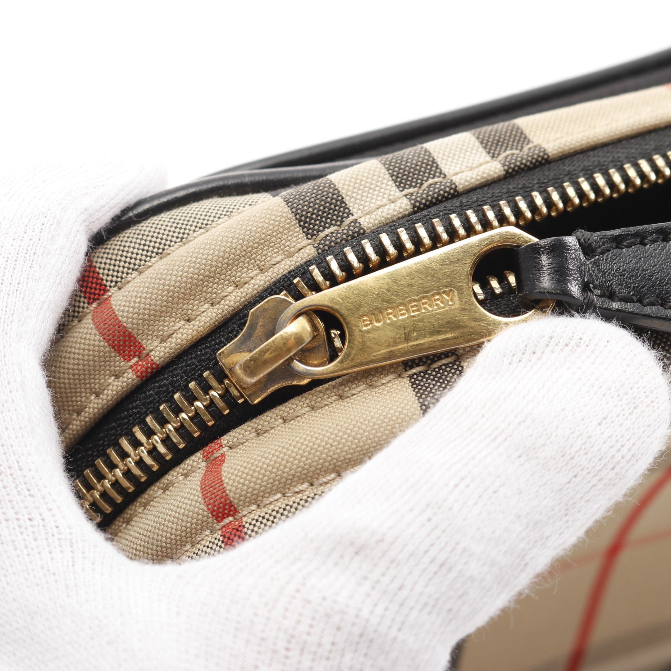 Burberry Burberry Check Camera Bag Shoulder Canvas Leather Beige Black Red Size ONE SIZE - 8 Thumbnail