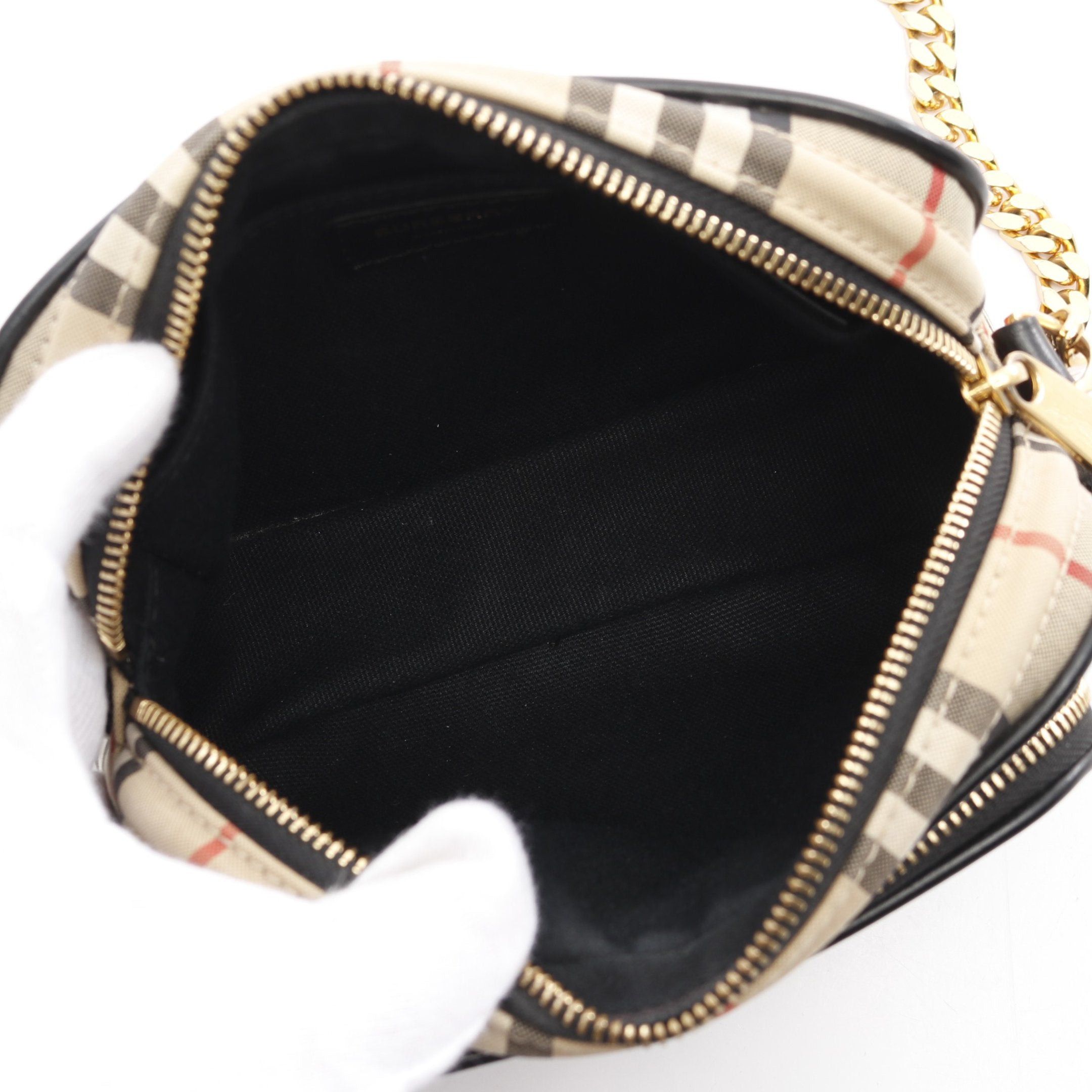 Burberry Burberry Check Camera Bag Shoulder Canvas Leather Beige Black Red Size ONE SIZE - 3 Thumbnail