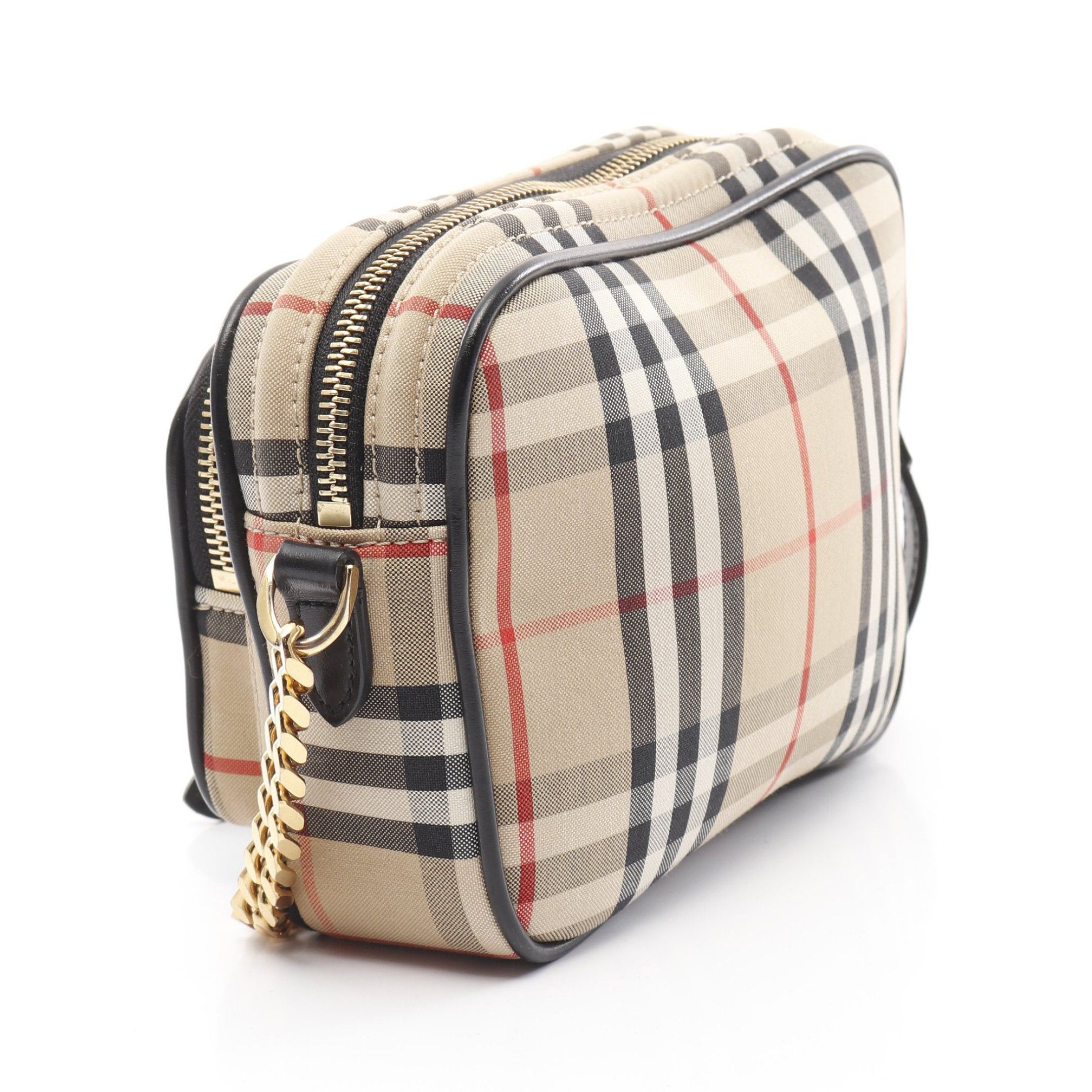 Burberry Burberry Check Camera Bag Shoulder Canvas Leather Beige Black Red Size ONE SIZE - 2 Thumbnail