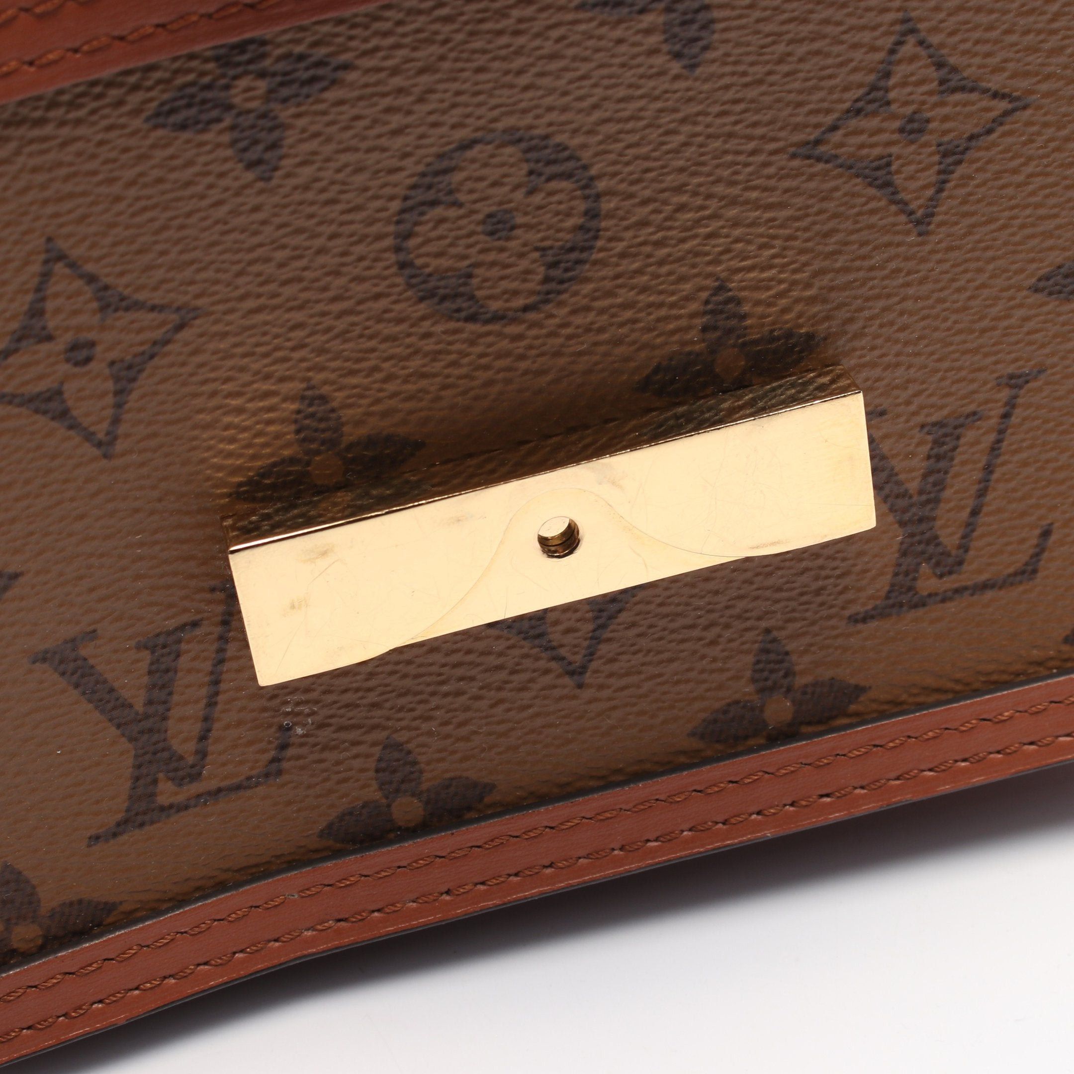 Louis Vuitton Louis Vuitton Portefeuil Dauphine Monogram Reverse Chain Wallet Leather Brown Beige Size ONE SIZE - 6 Thumbnail