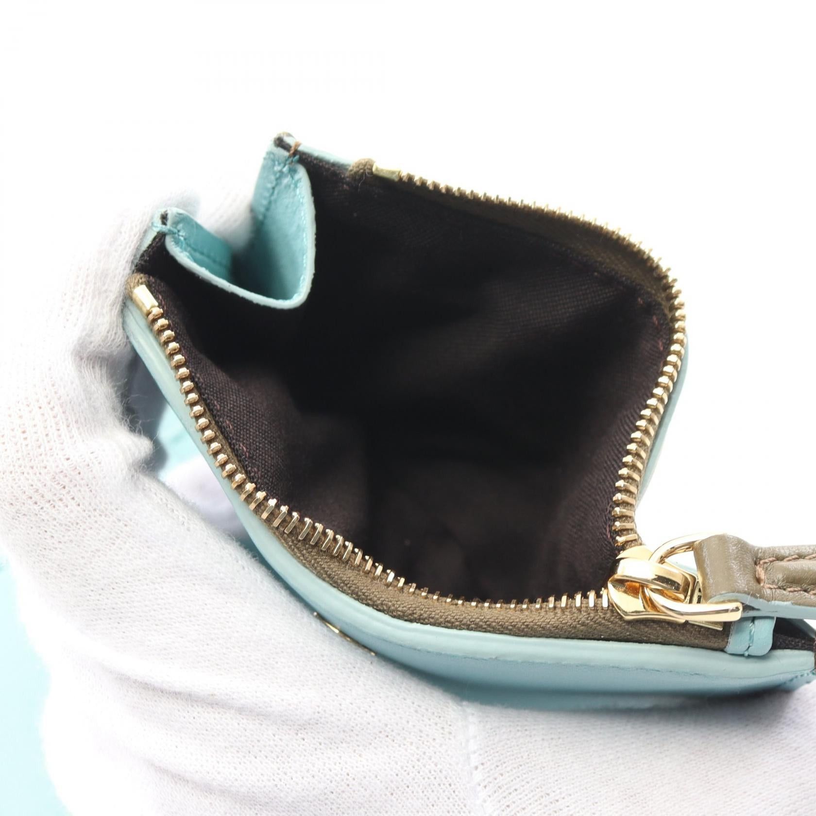 Fendi Fendi Slim Baguette Ff Pattern Bi-Fold Wallet Leather Gray Brown Light Blue Size ONE SIZE - 4 Thumbnail