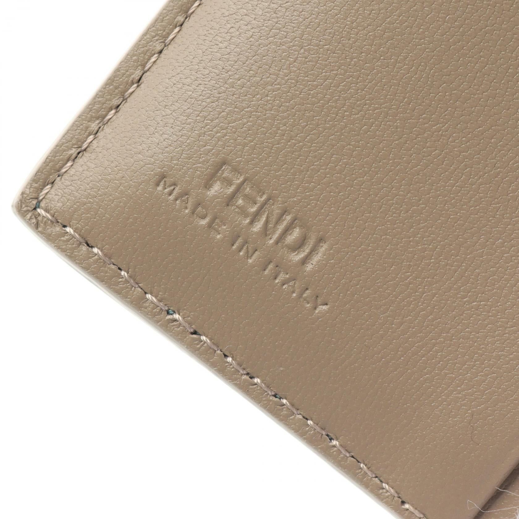 Fendi Fendi Slim Baguette Ff Pattern Bi-Fold Wallet Leather Light Blue Gray Beige Size ONE SIZE - 5 Thumbnail