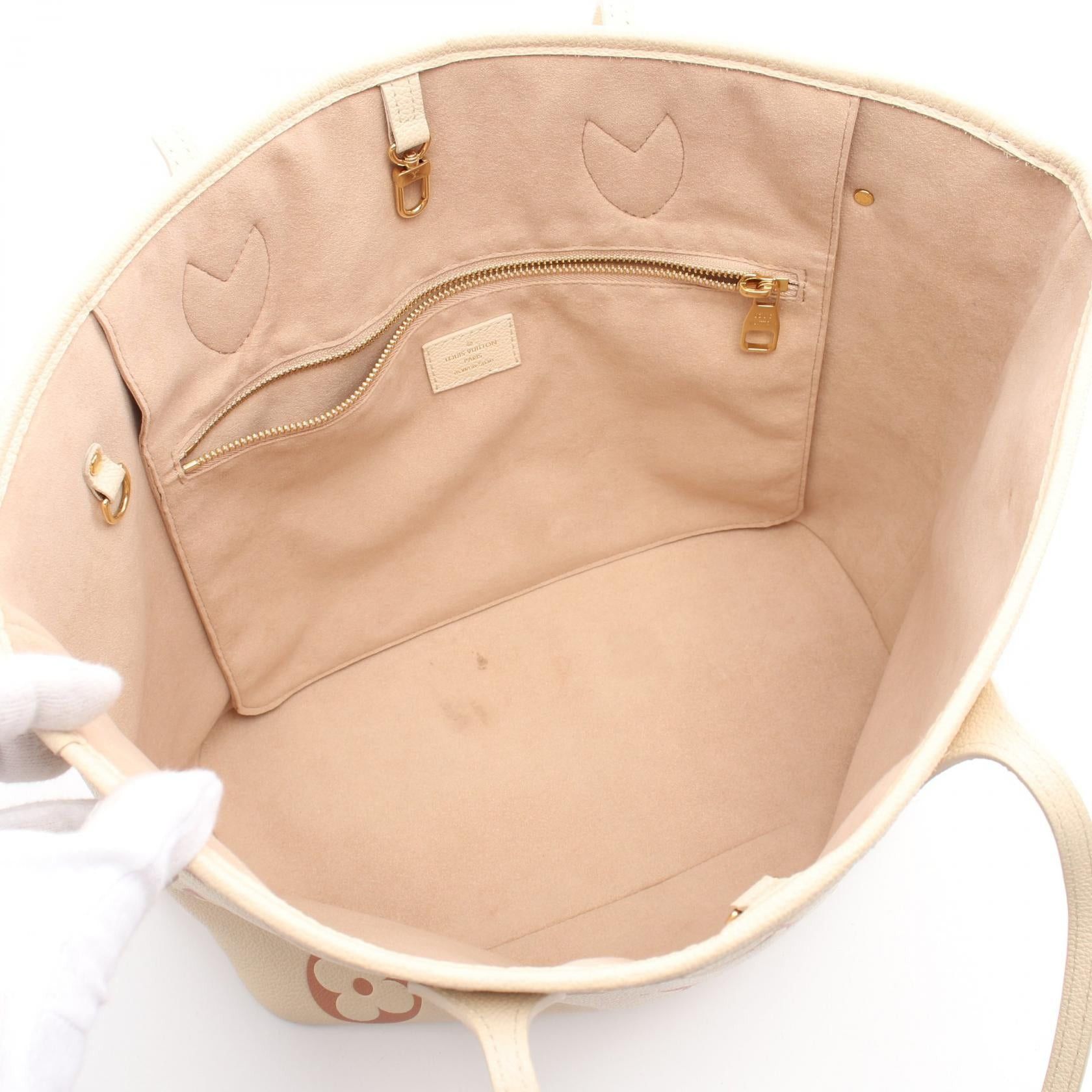 Louis Vuitton Louis Vuitton Neverfull Mm Monogram Ampreinte Bicolor Claim Rose Trianon Shoulder Bag Tote Leather Beige Pink Size ONE SIZE - 3 Thumbnail