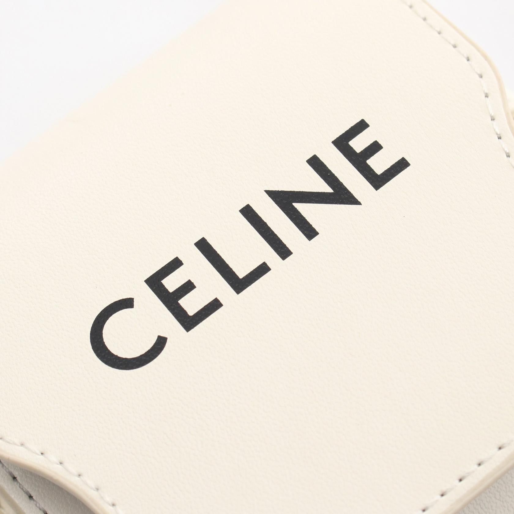 Celine Celine Sunglasses Case Phone Pouch Shoulder Bag Logo Print Leather Off White Size ONE SIZE - 4 Thumbnail