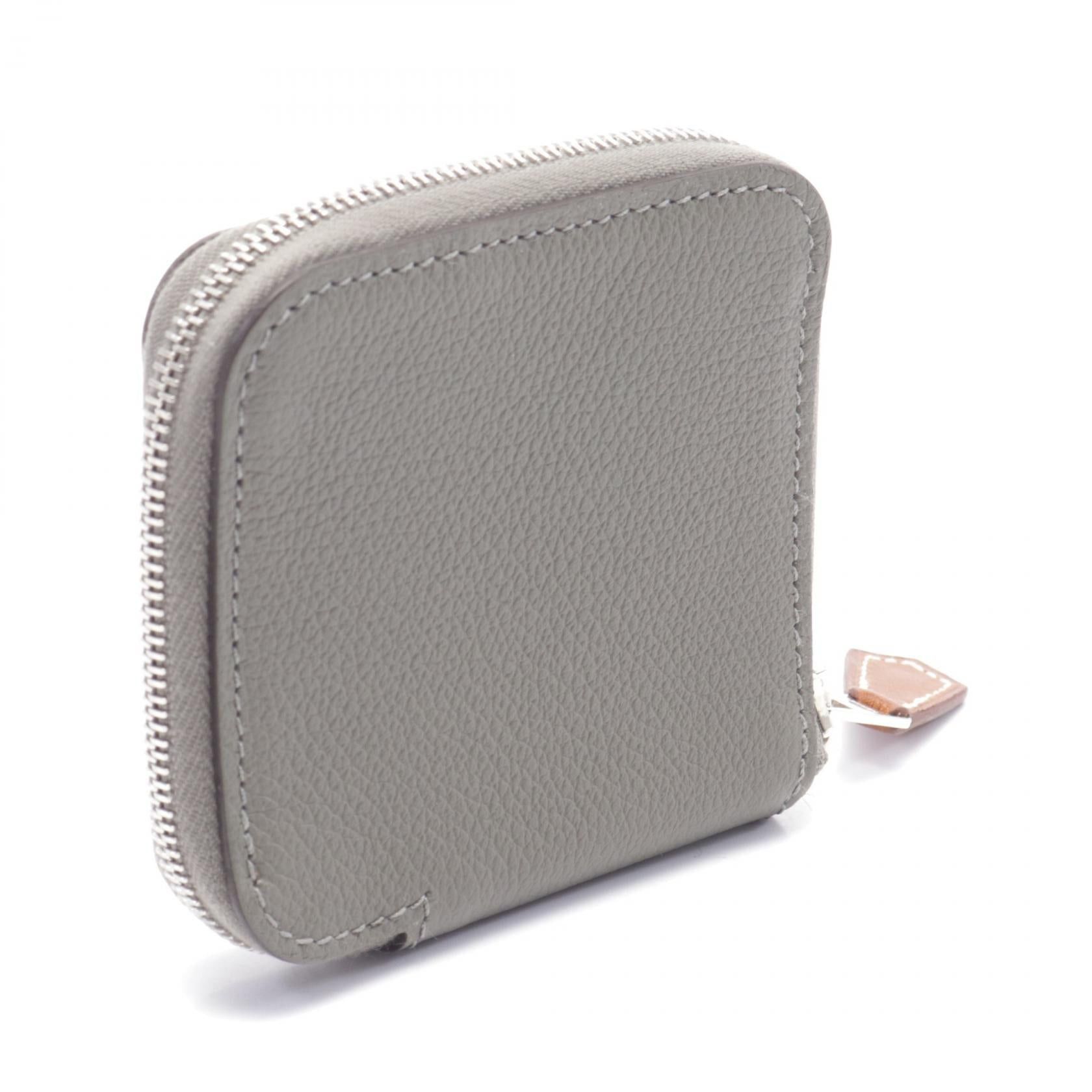 Hermes Hermes Azap Compact Mini Silk In Grimeyer Coin Purse Evercolor Gray Silver Hardware Double Engraved Size ONE SIZE - 2 Thumbnail