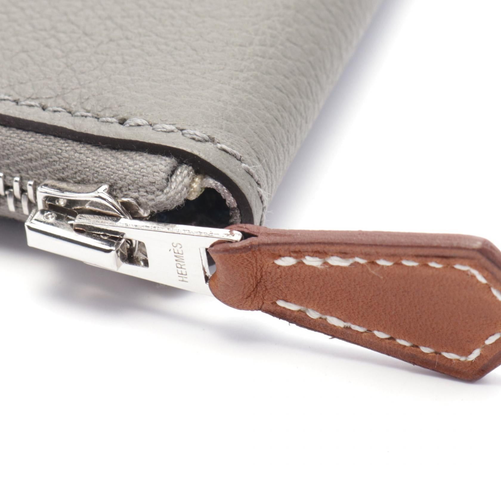 Hermes Hermes Azap Compact Mini Silk In Grimeyer Coin Purse Evercolor Gray Silver Hardware Double Engraved Size ONE SIZE - 6 Thumbnail