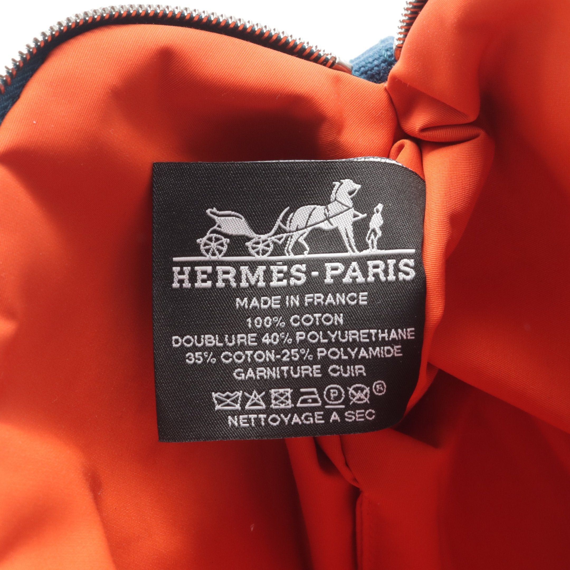 Hermes Hermes Bolide Pouch Mini Blue Petrol Cosmetic Canvas Leather Green Brown Silver Hardware Size ONE SIZE - 4 Thumbnail