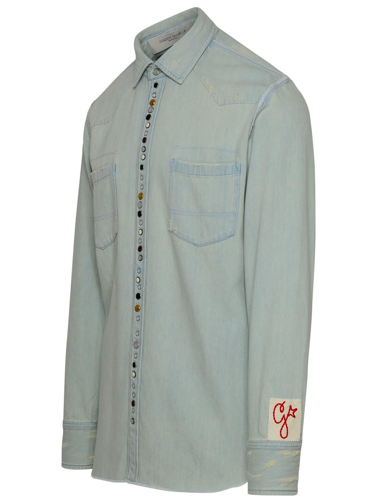 Golden Goose GOLDEN GOOSE Light Blue Denim Shirt Size US M / EU 48-50 / 2 - 2 Thumbnail
